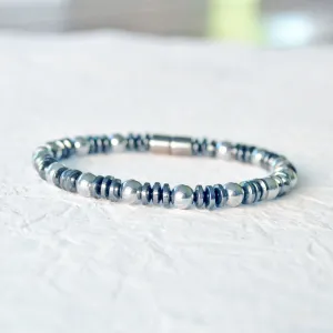 Black/Silver Metallic Magnetic Therapy Bracelet