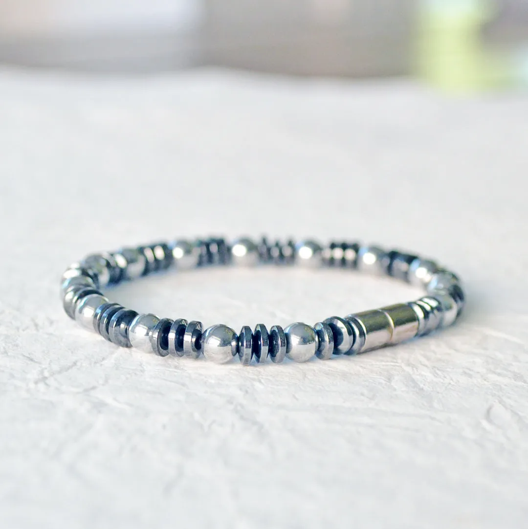 Black/Silver Metallic Magnetic Therapy Bracelet