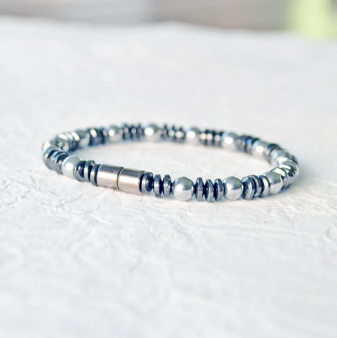 Black/Silver Metallic Magnetic Therapy Bracelet