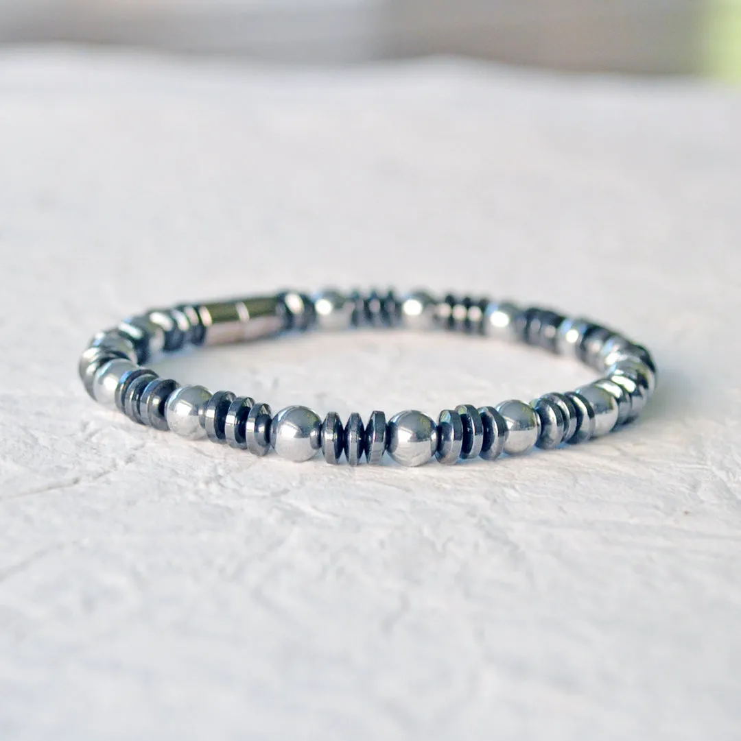 Black/Silver Metallic Magnetic Therapy Bracelet