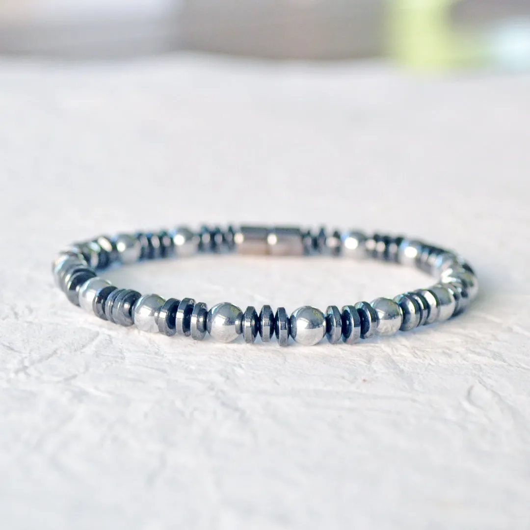 Black/Silver Metallic Magnetic Therapy Bracelet