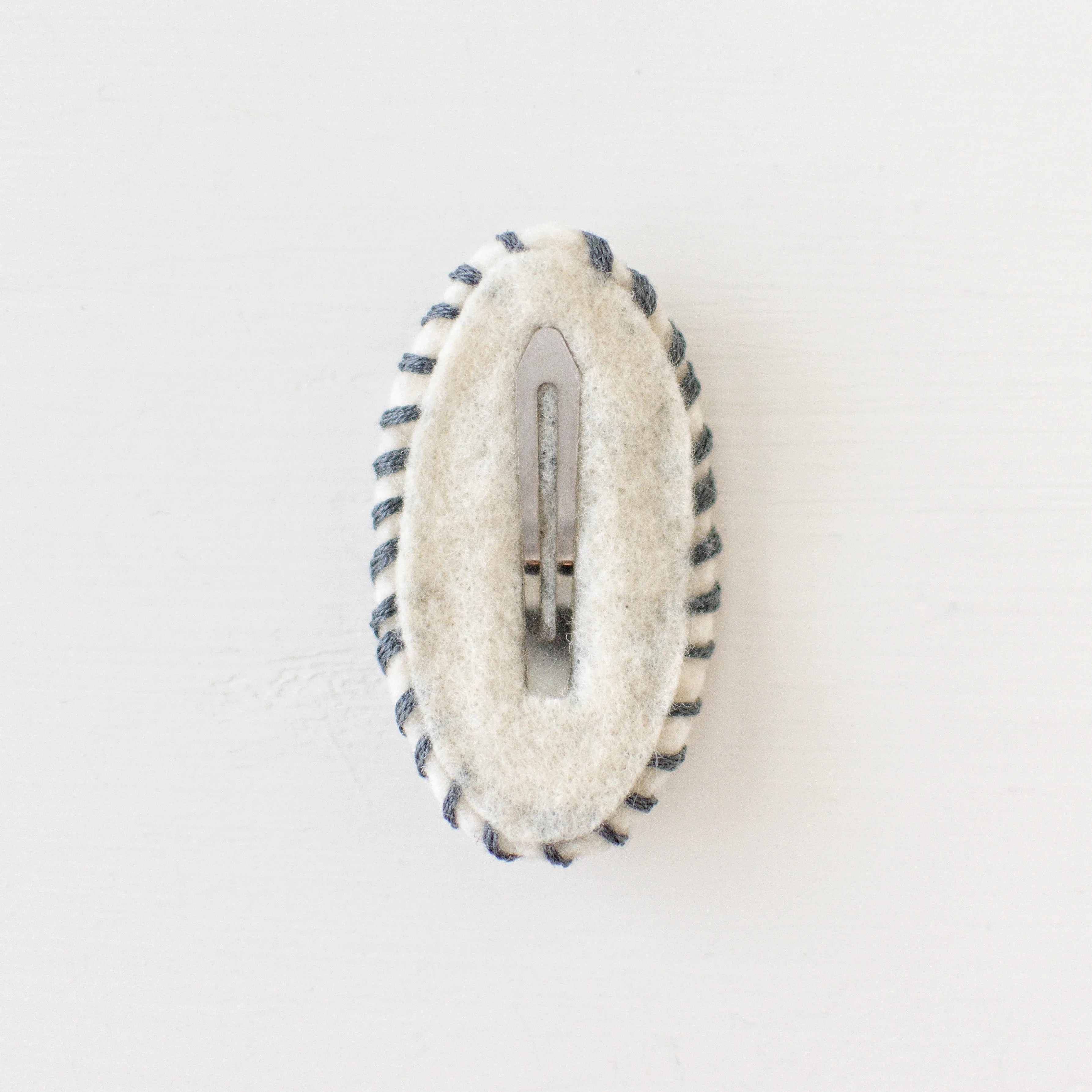 Blue Flower Wool Felt Snap Clip