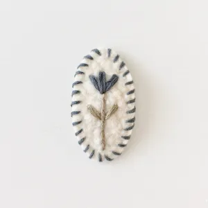 Blue Flower Wool Felt Snap Clip