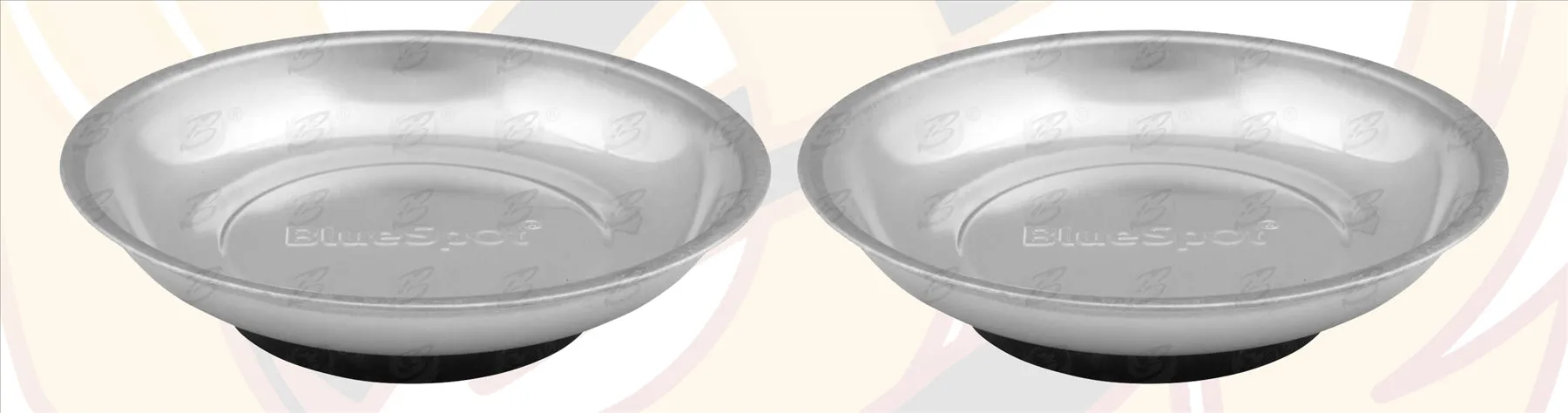BLUESPOT 9" STAINLESS STEEL DOUBLE MAGNETIC PARTS TRAY & 2 x 6" ROUND STAINLESS STEEL MAGNETIC PARTS TRAY