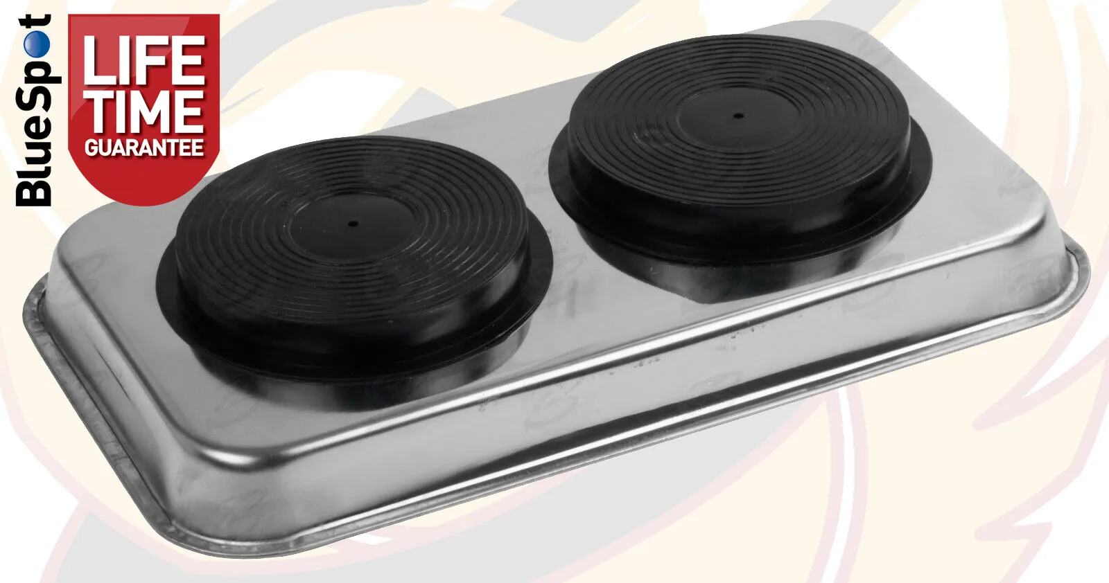 BLUESPOT 9" STAINLESS STEEL DOUBLE MAGNETIC PARTS TRAY & 2 x 6" ROUND STAINLESS STEEL MAGNETIC PARTS TRAY