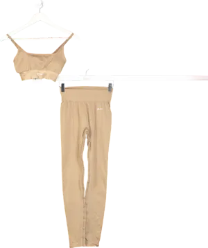 Bo Tee Beige Sports Bra And High Waist Leggings Set UK XS
