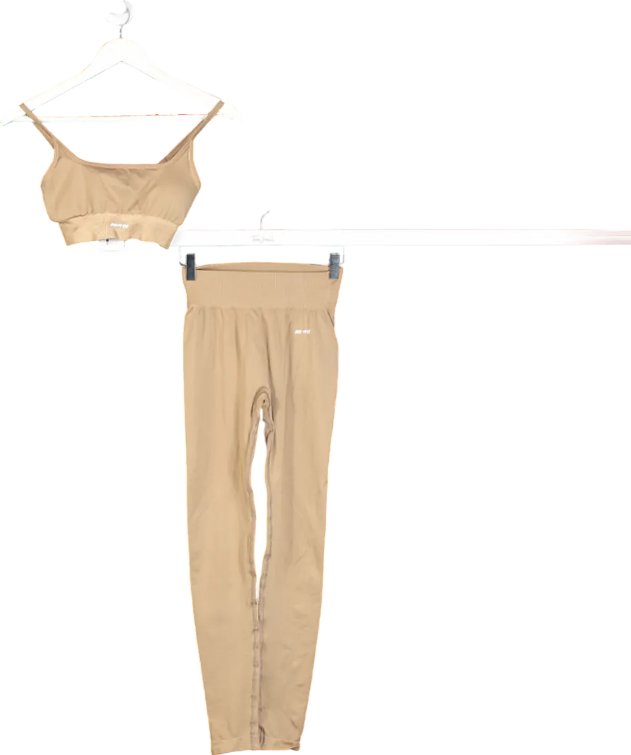 Bo Tee Beige Sports Bra And High Waist Leggings Set UK XS