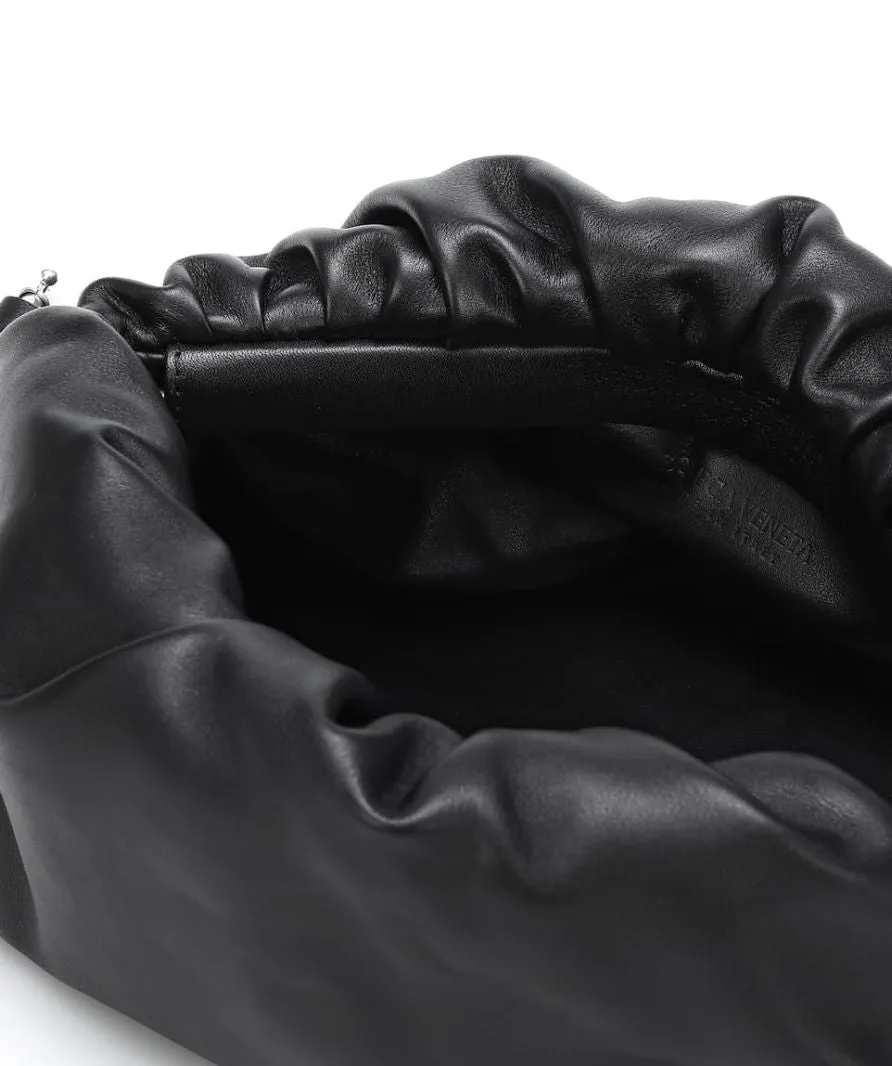 BOTTEGA VENETA Black Leather/silver Hardware The Chain Pouch Leather Clutch Bag