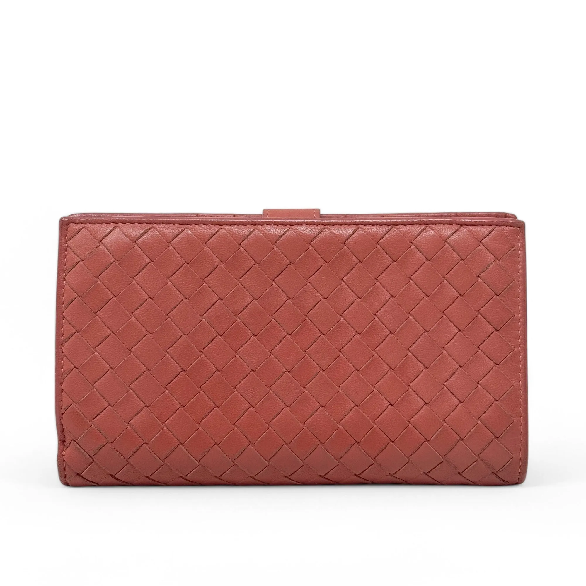 Bottega Veneta Pink Woven Compact Wallet