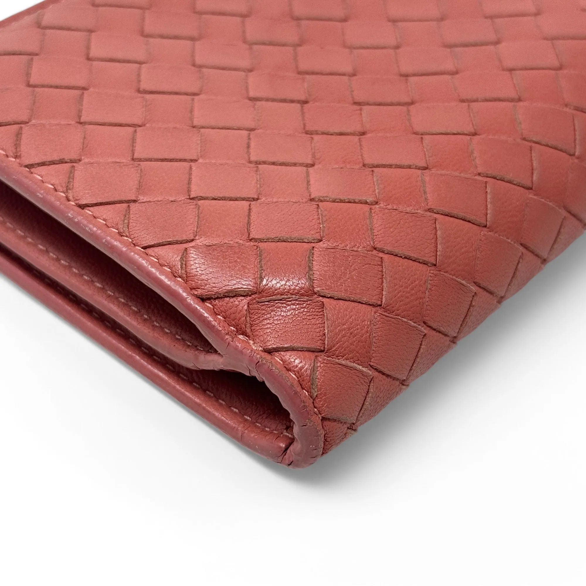 Bottega Veneta Pink Woven Compact Wallet