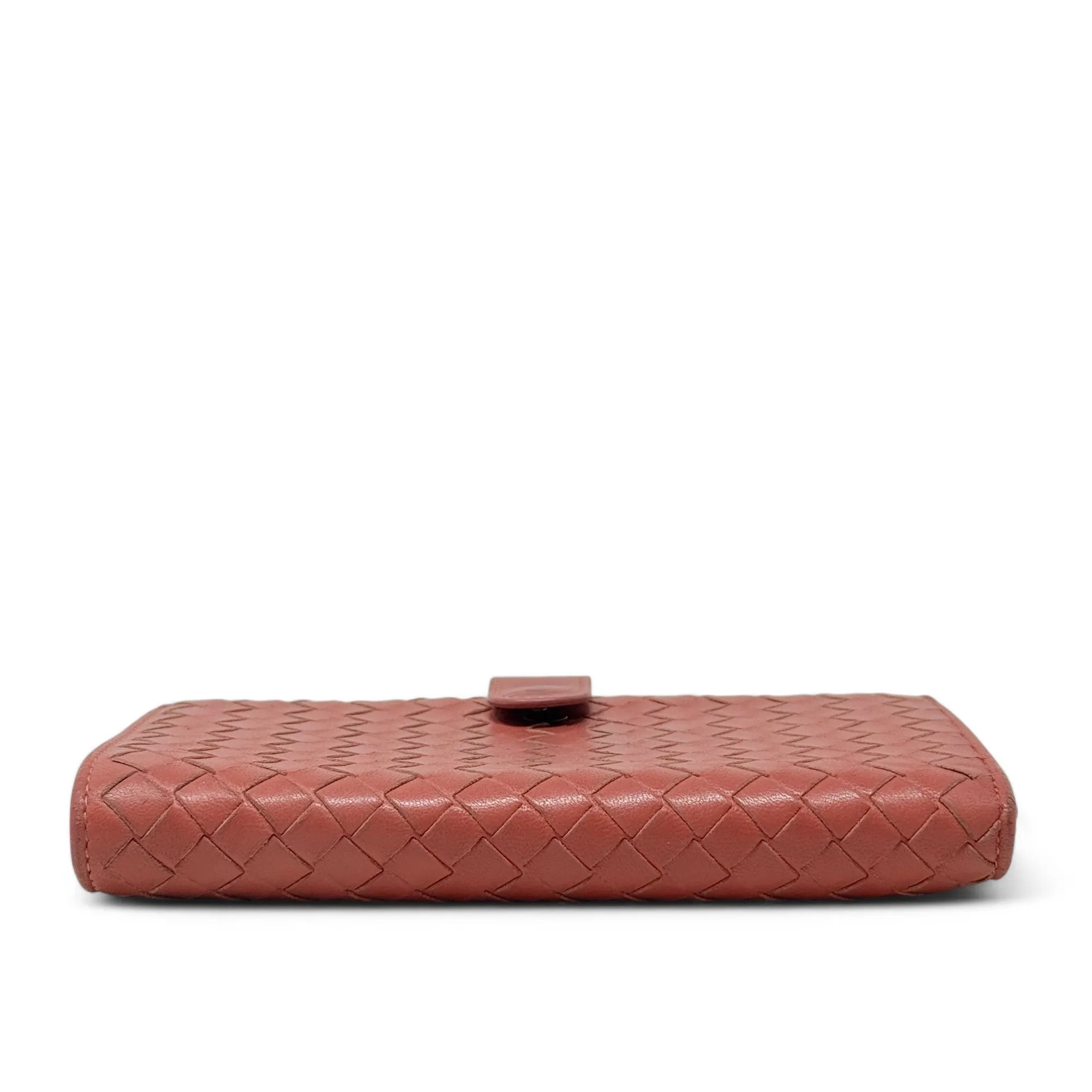 Bottega Veneta Pink Woven Compact Wallet