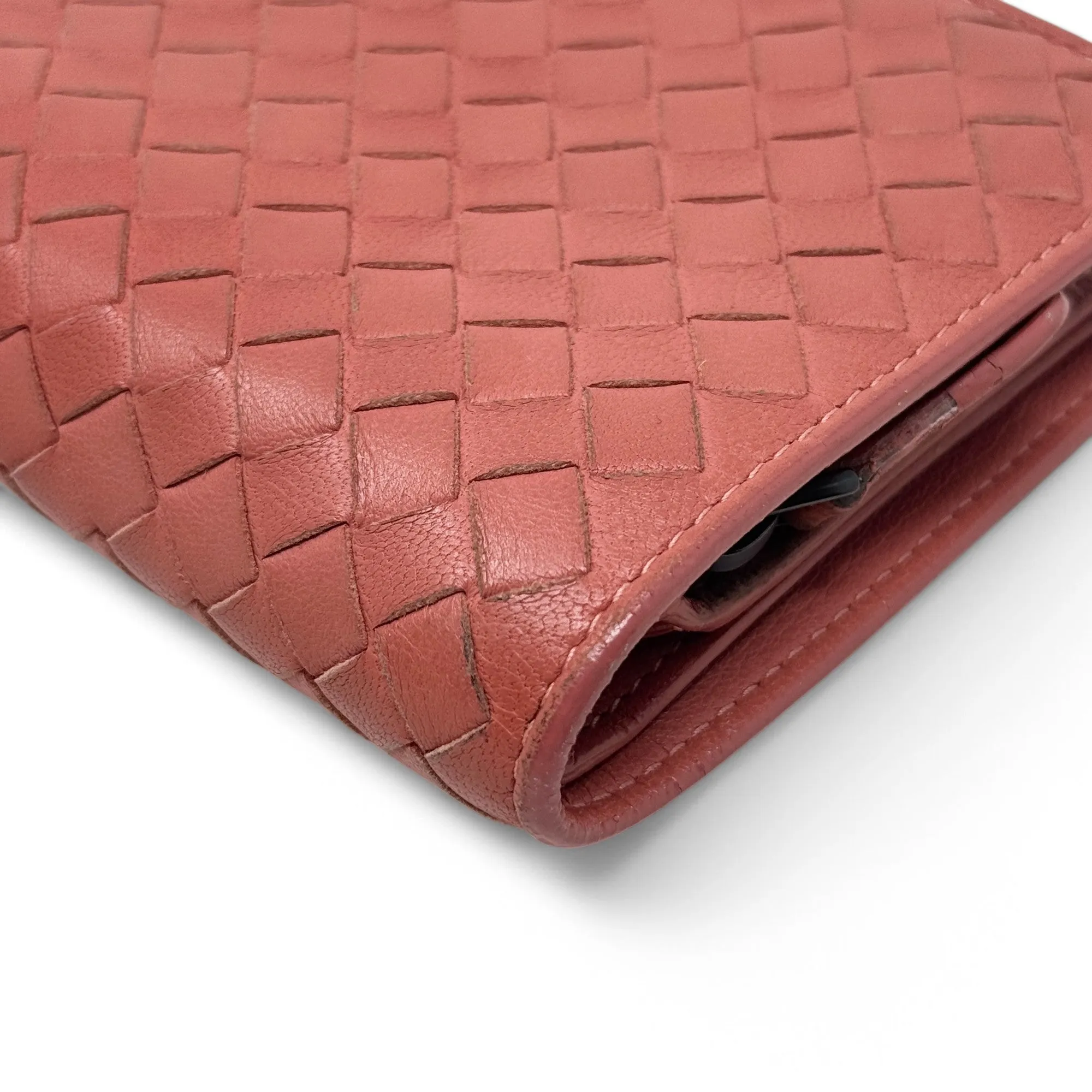 Bottega Veneta Pink Woven Compact Wallet