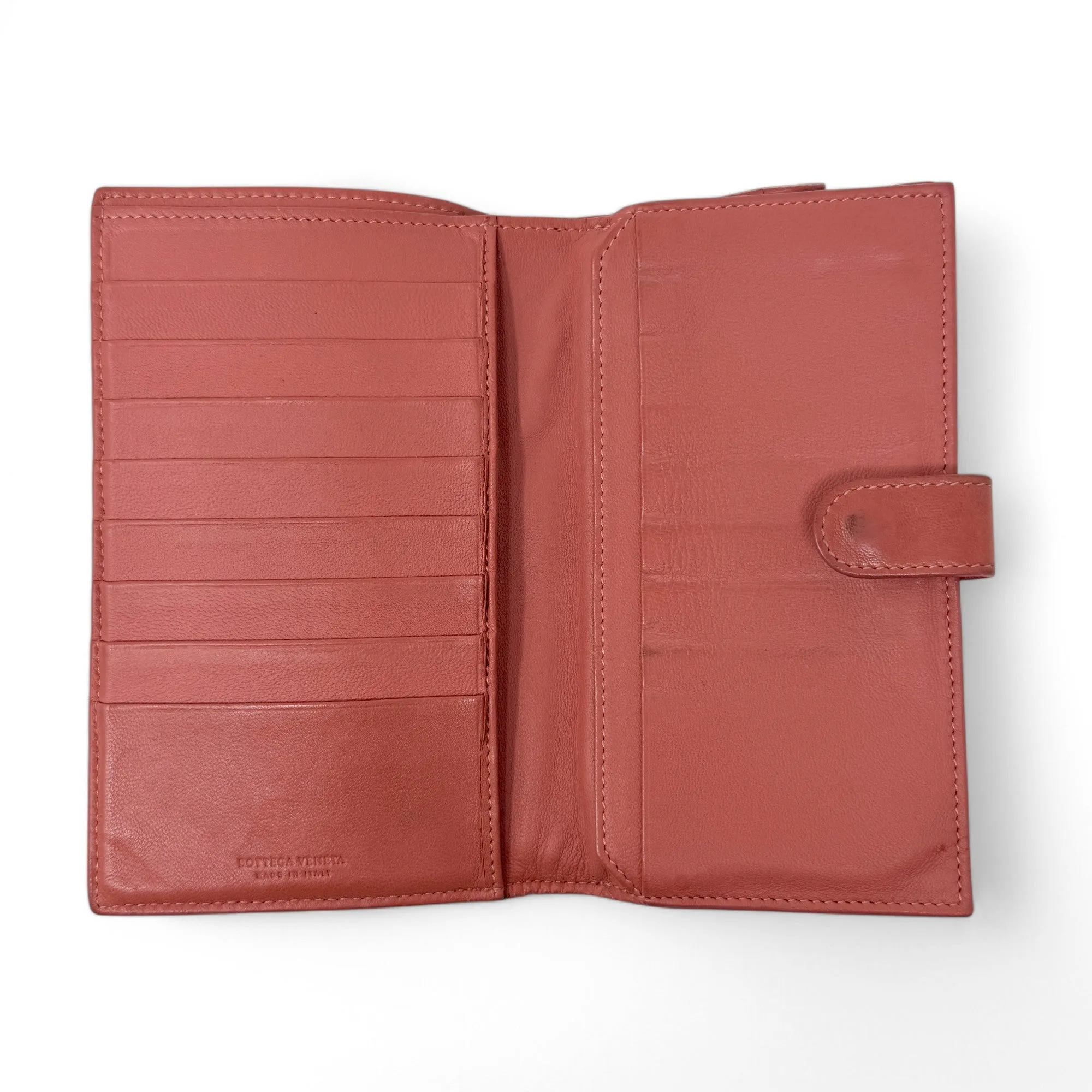 Bottega Veneta Pink Woven Compact Wallet