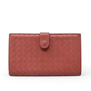 Bottega Veneta Pink Woven Compact Wallet