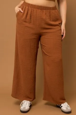 Bronze Elastic Waist Pocket Pant