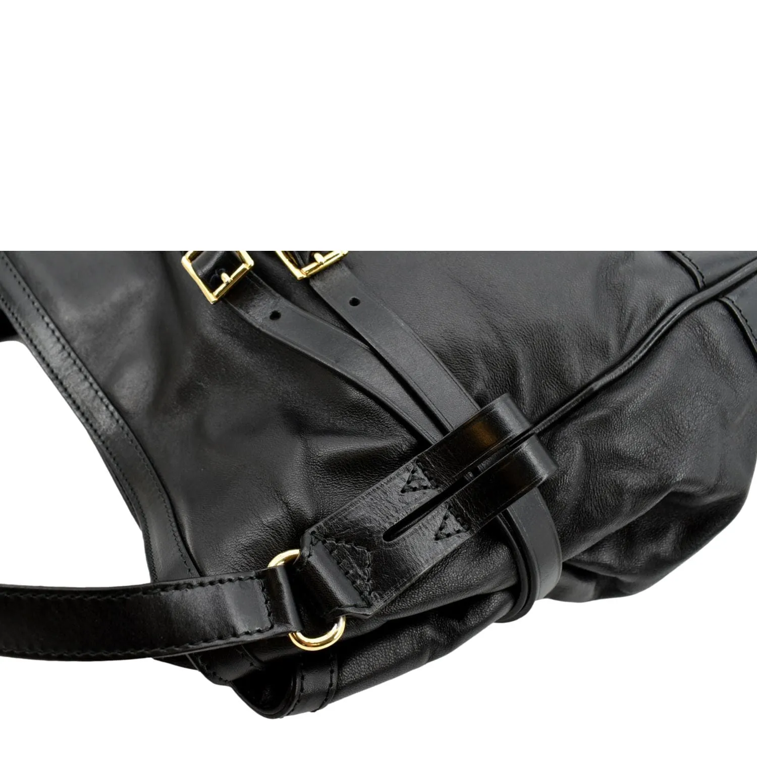 BURBERRY Bridle Lynher Calfskin Leather Tote Shoulder Bag Black