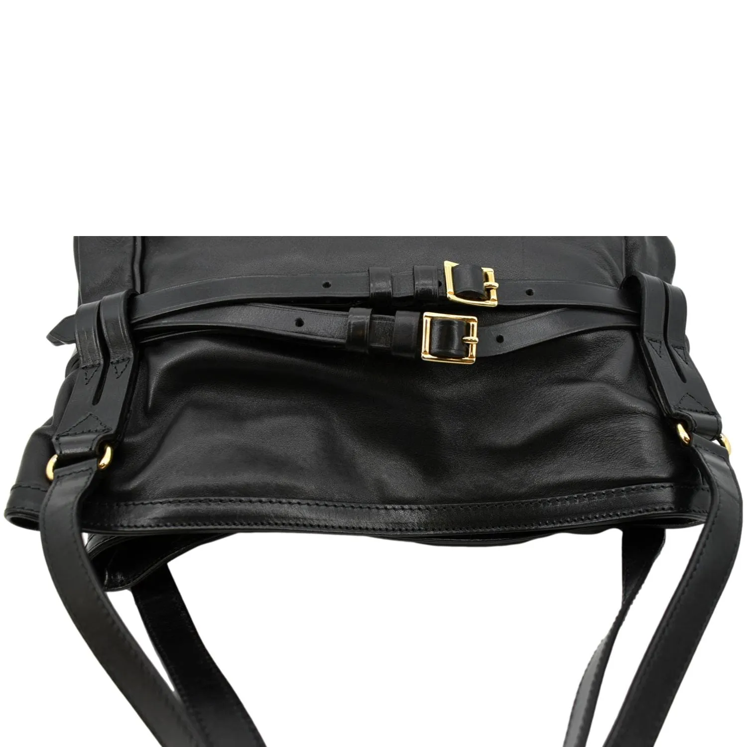 BURBERRY Bridle Lynher Calfskin Leather Tote Shoulder Bag Black