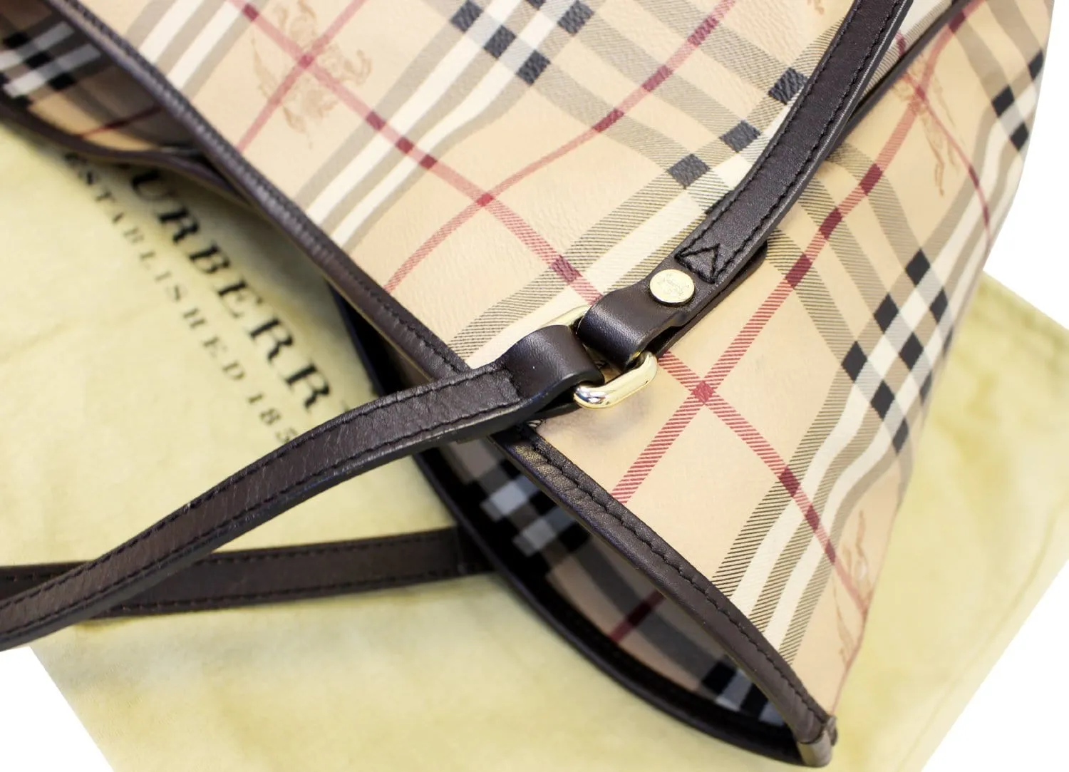 BURBERRY Haymarket Check PVC Tote Shoulder Bag