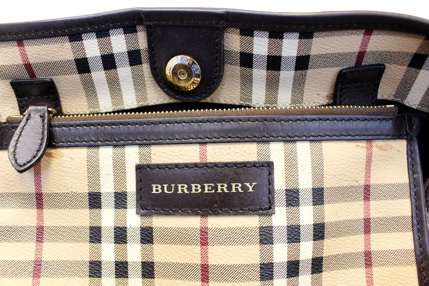 BURBERRY Haymarket Check PVC Tote Shoulder Bag