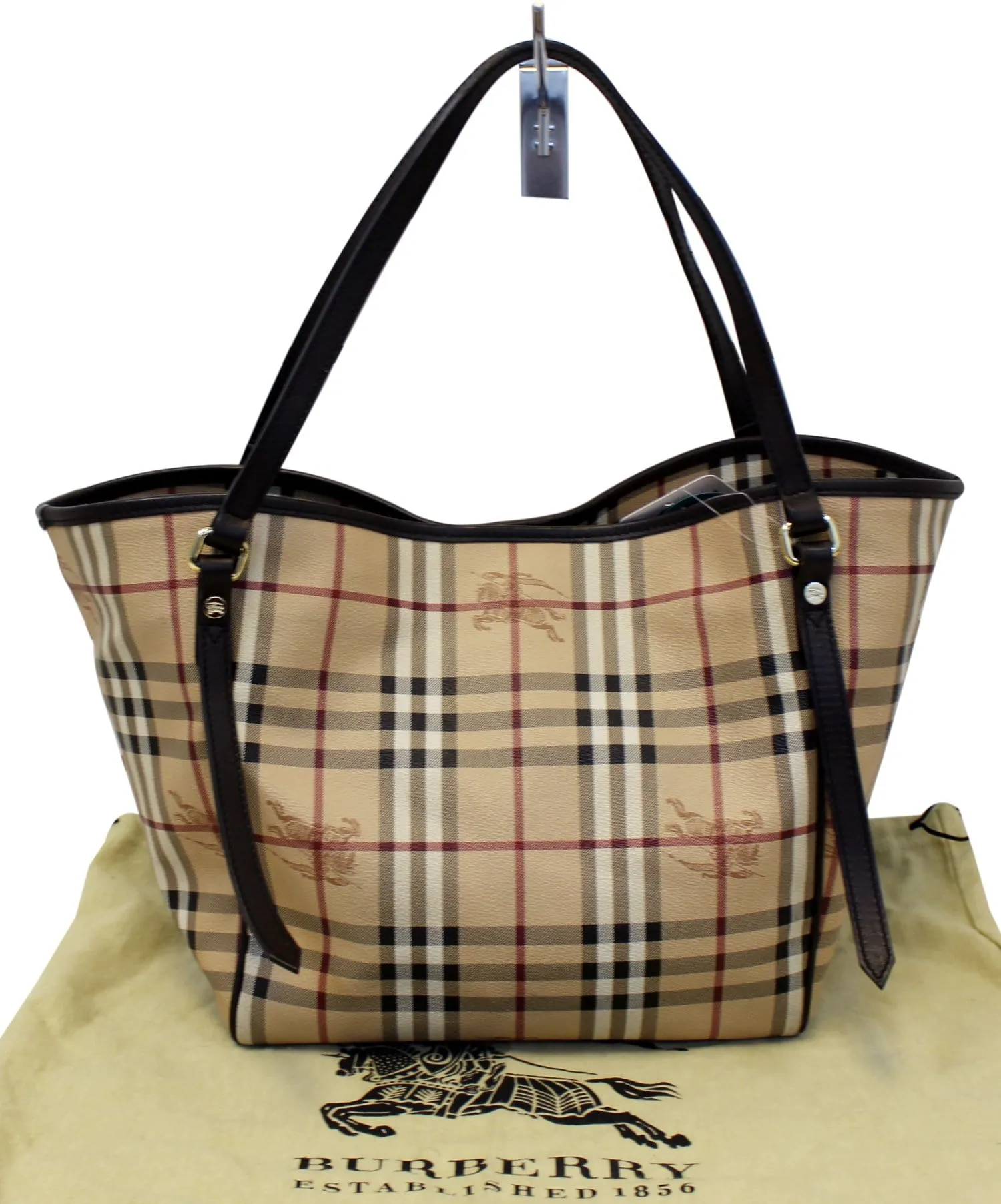 BURBERRY Haymarket Check PVC Tote Shoulder Bag