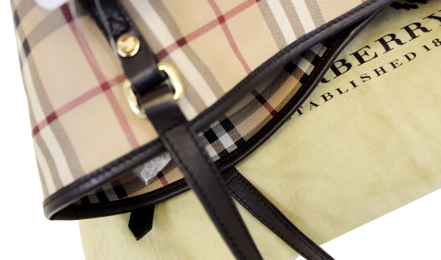 BURBERRY Haymarket Check PVC Tote Shoulder Bag