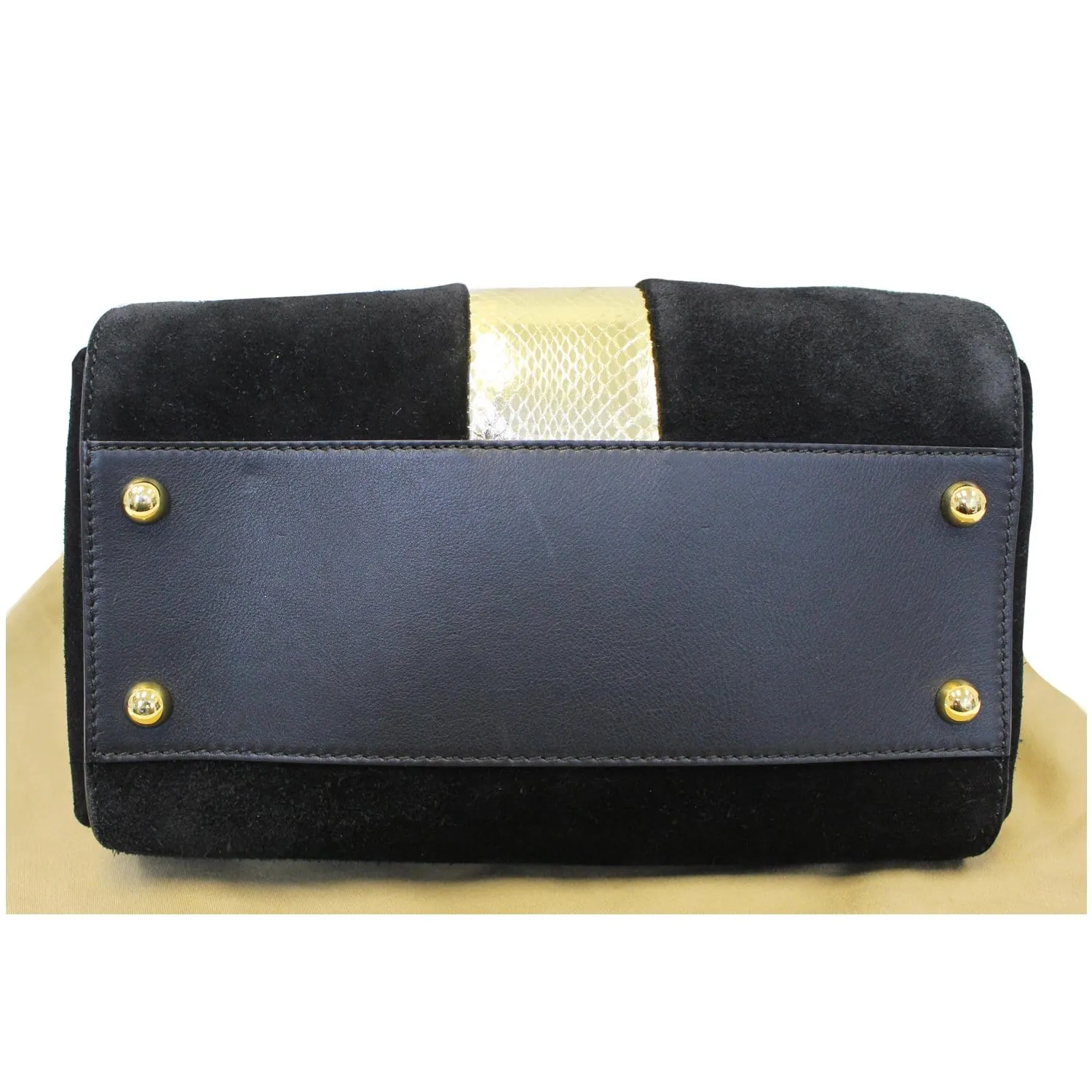 BURBERRY The Medium Buckle Suede and Snakeskin Tote Shoulder Bag Black - 20% OFF