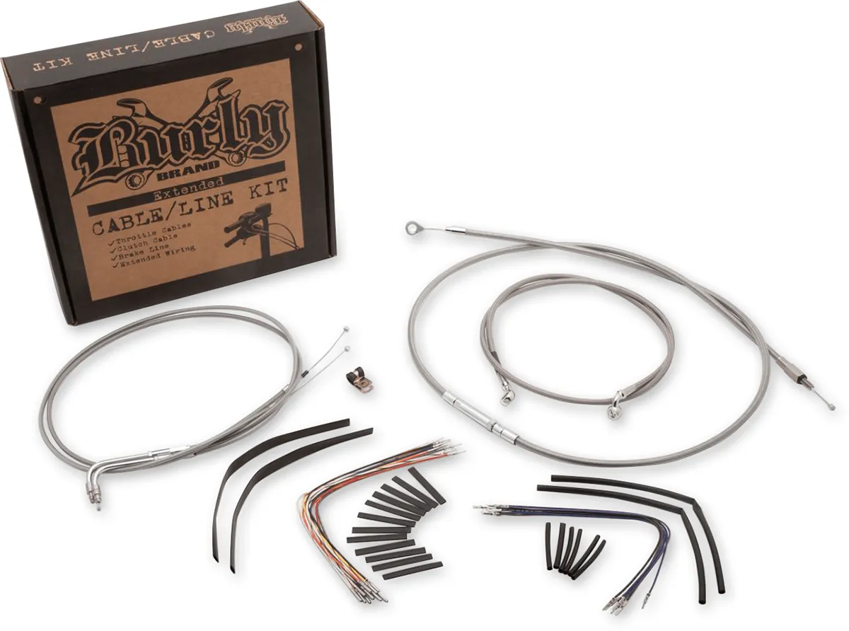 Burly Brand B30-1122 Extended Cable/Brake Line Kit for 14in. Ape Handlebars - Black Vinyl