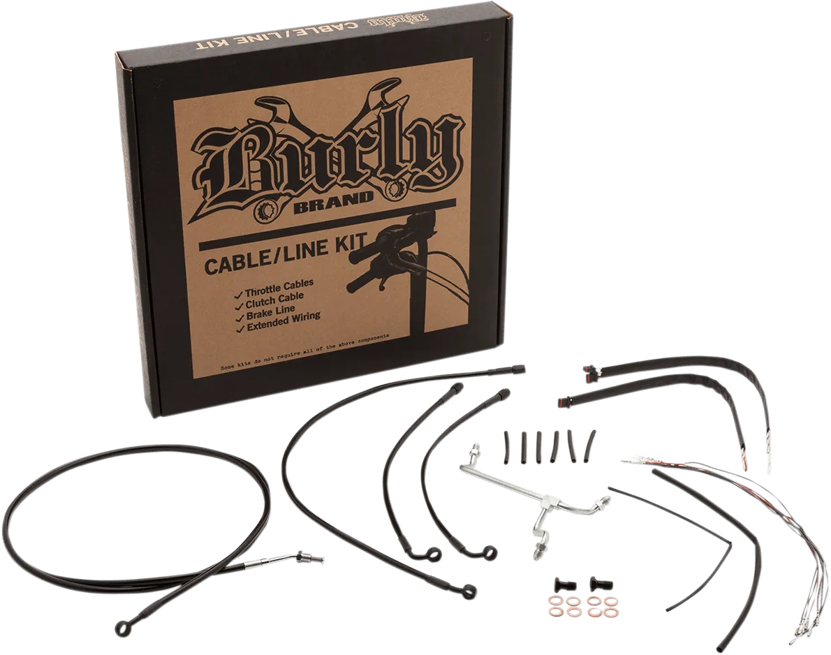 Burly Brand B30-1122 Extended Cable/Brake Line Kit for 14in. Ape Handlebars - Black Vinyl