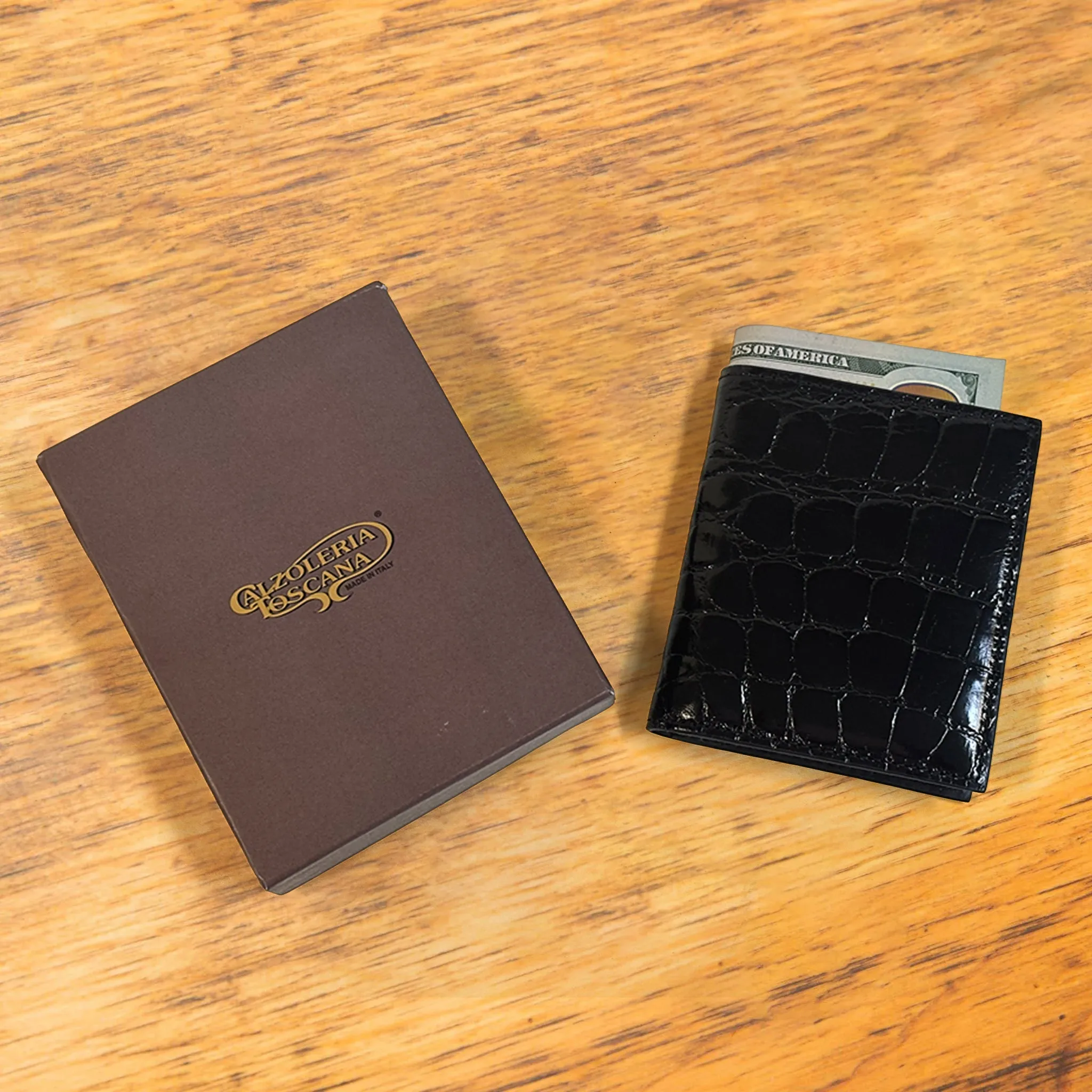 Calzoleria Toscana Keid Crocodile Billfold Wallet