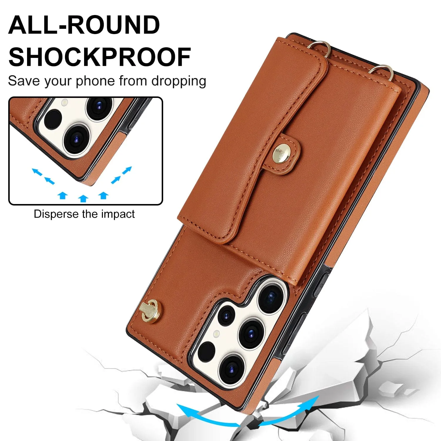 Cardholder Leather Case With Lanyard for Samsung S Series