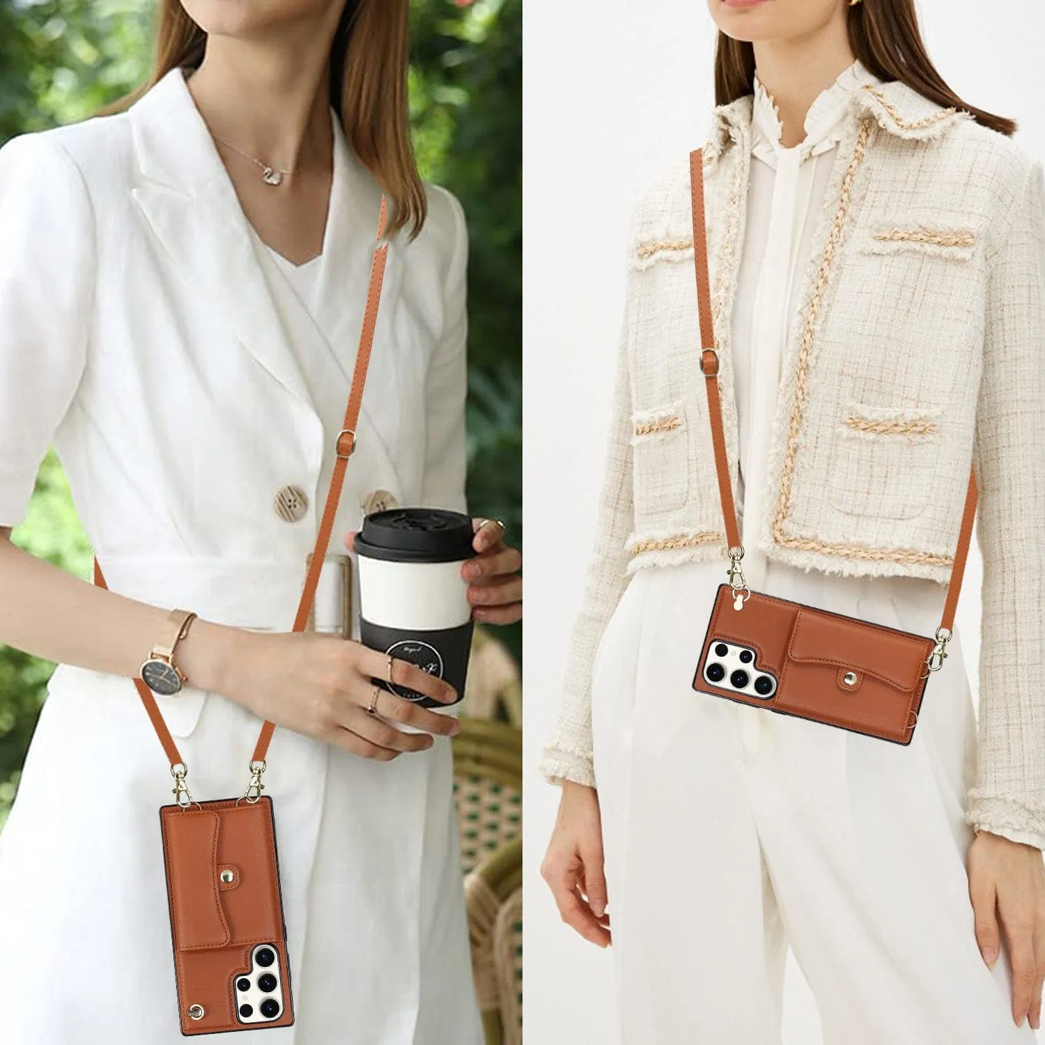Cardholder Leather Case With Lanyard for Samsung S Series