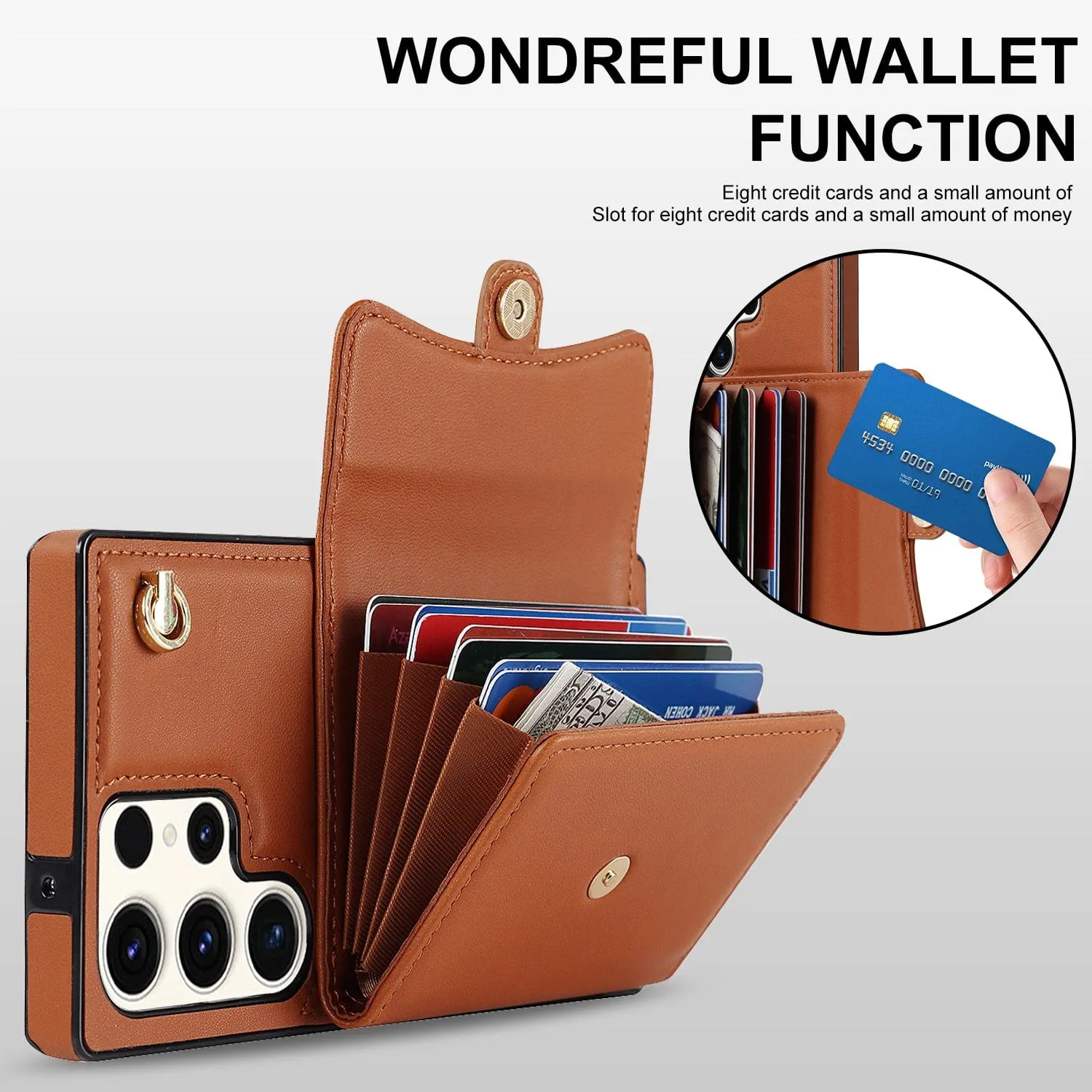 Cardholder Leather Case With Lanyard for Samsung S Series