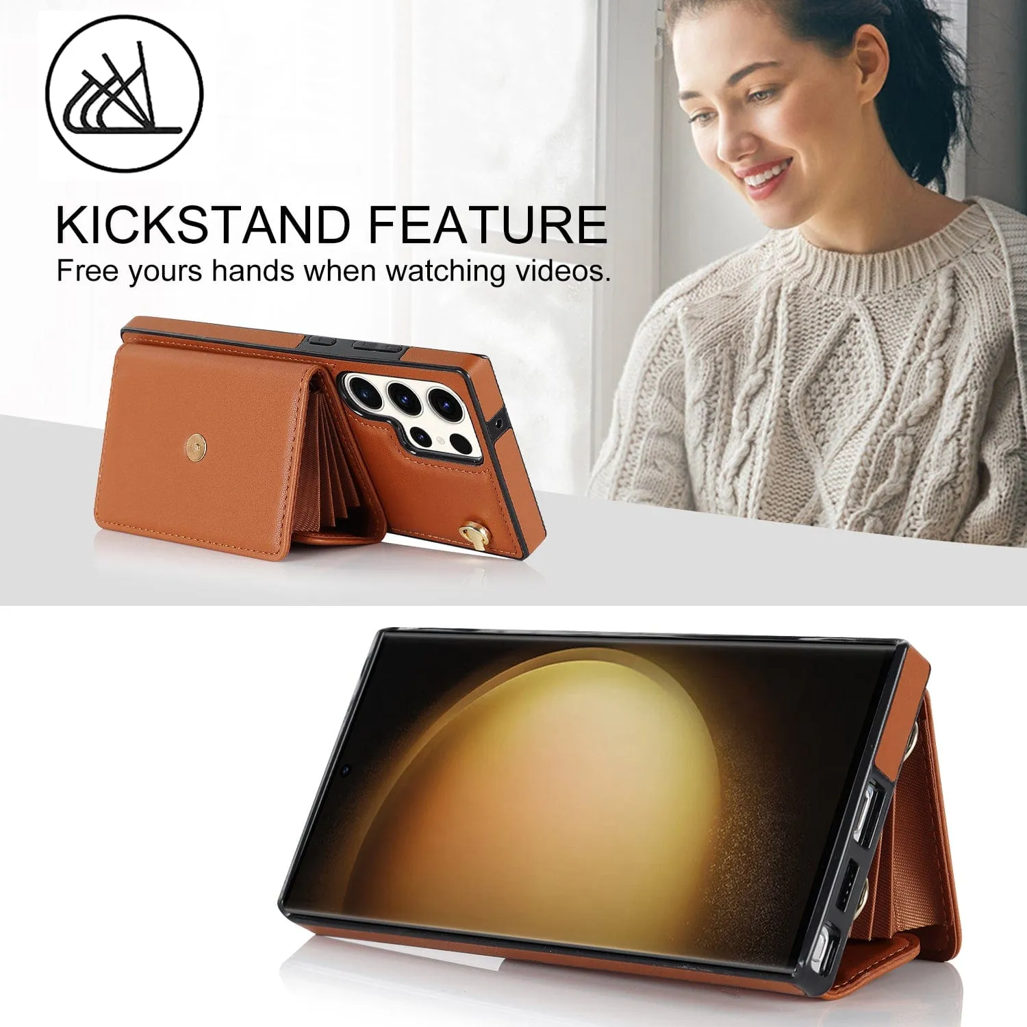 Cardholder Leather Case With Lanyard for Samsung S Series