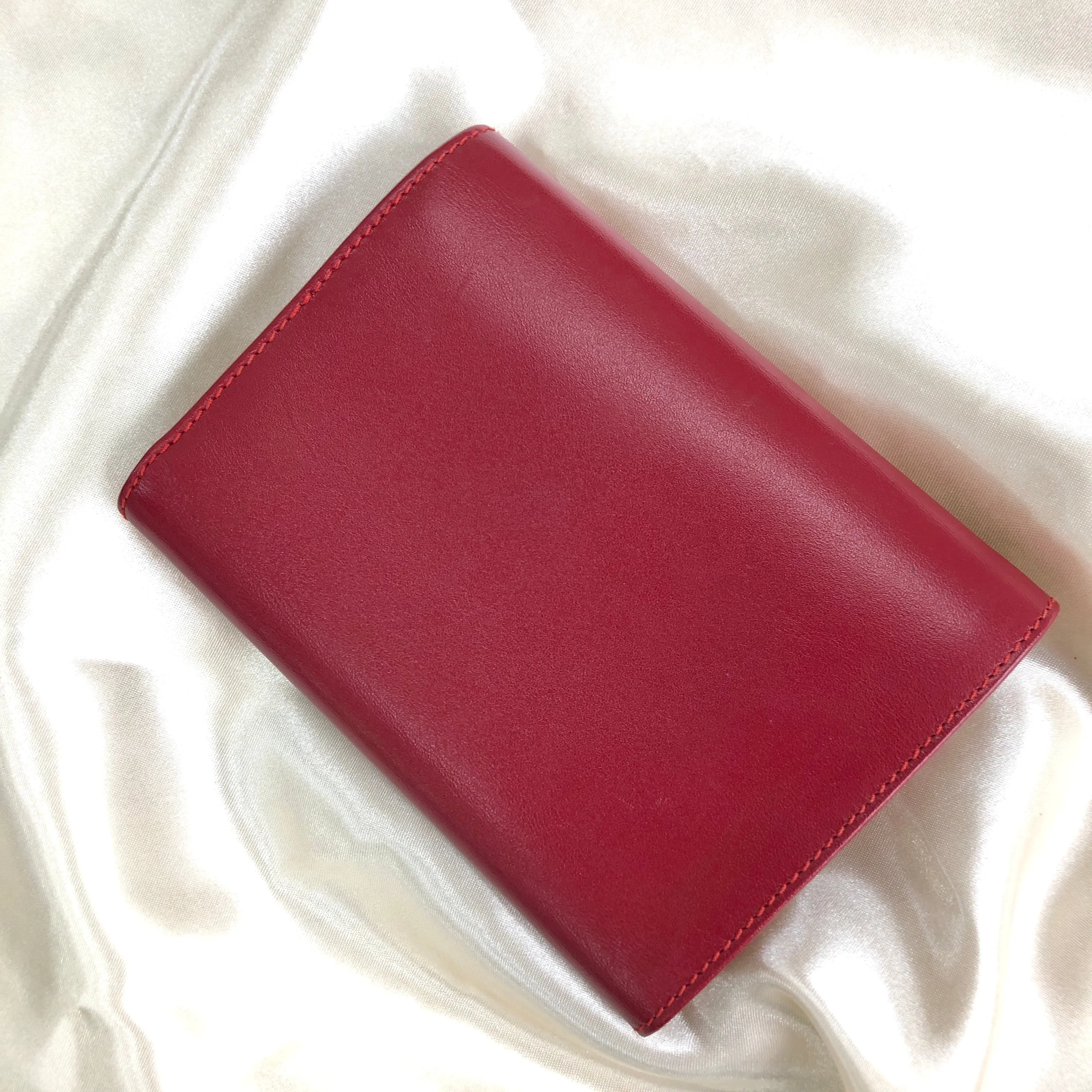 CELINE Horse bit Compact Wallet Red Accessory Vintage Old celine kxewuv