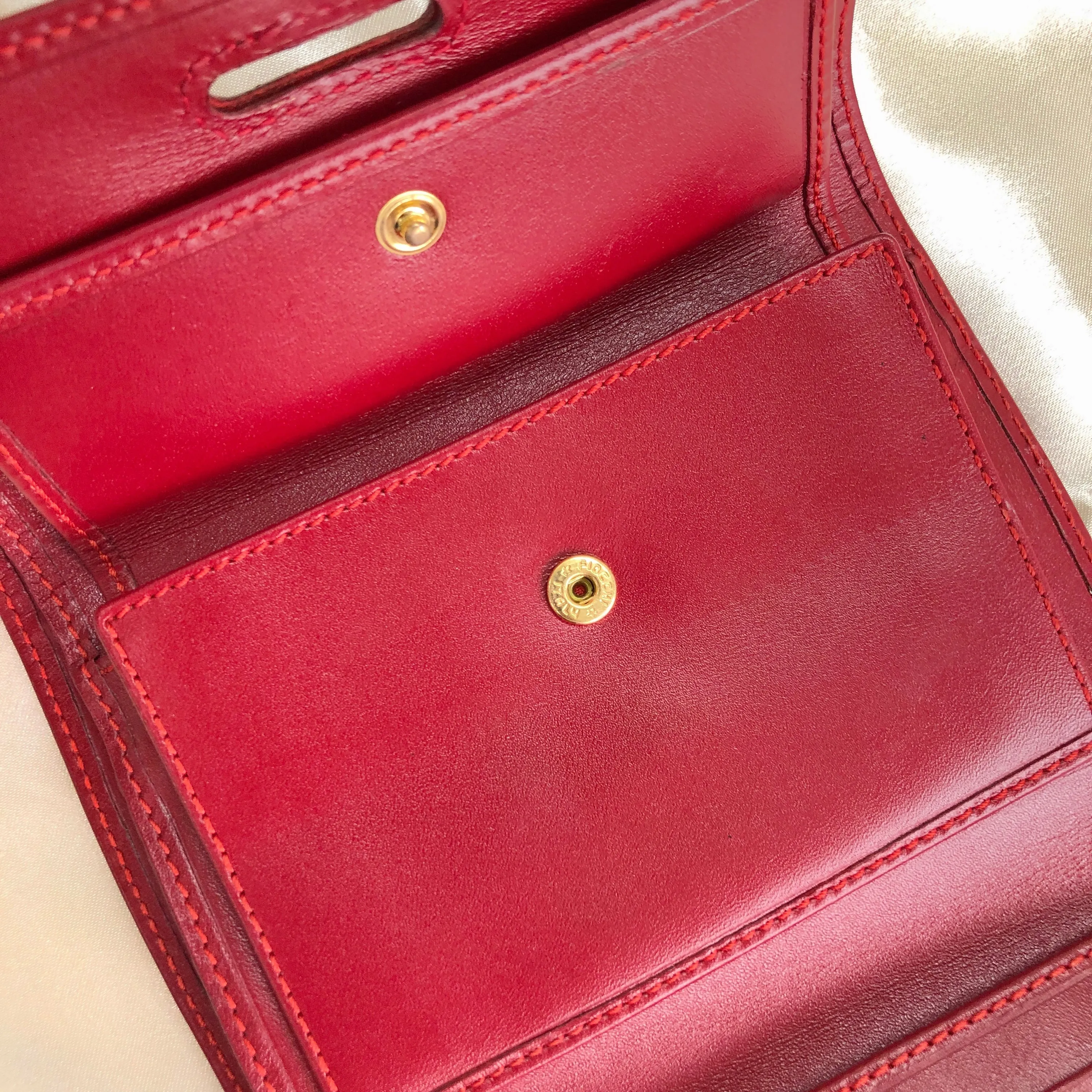 CELINE Horse bit Compact Wallet Red Accessory Vintage Old celine kxewuv