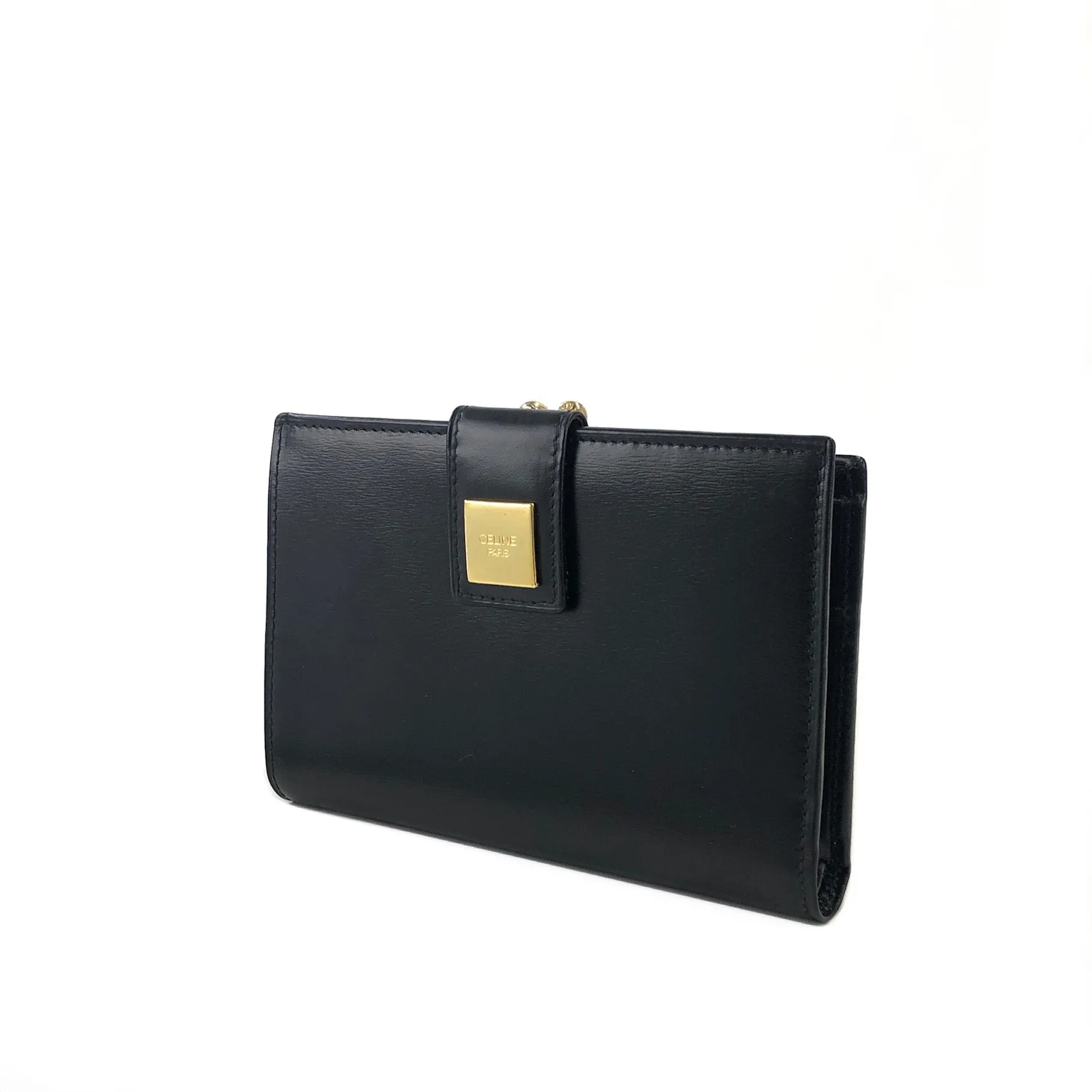 CELINE Logo Compact Wallet Black Accessory Vintage Old celine vxrc5h