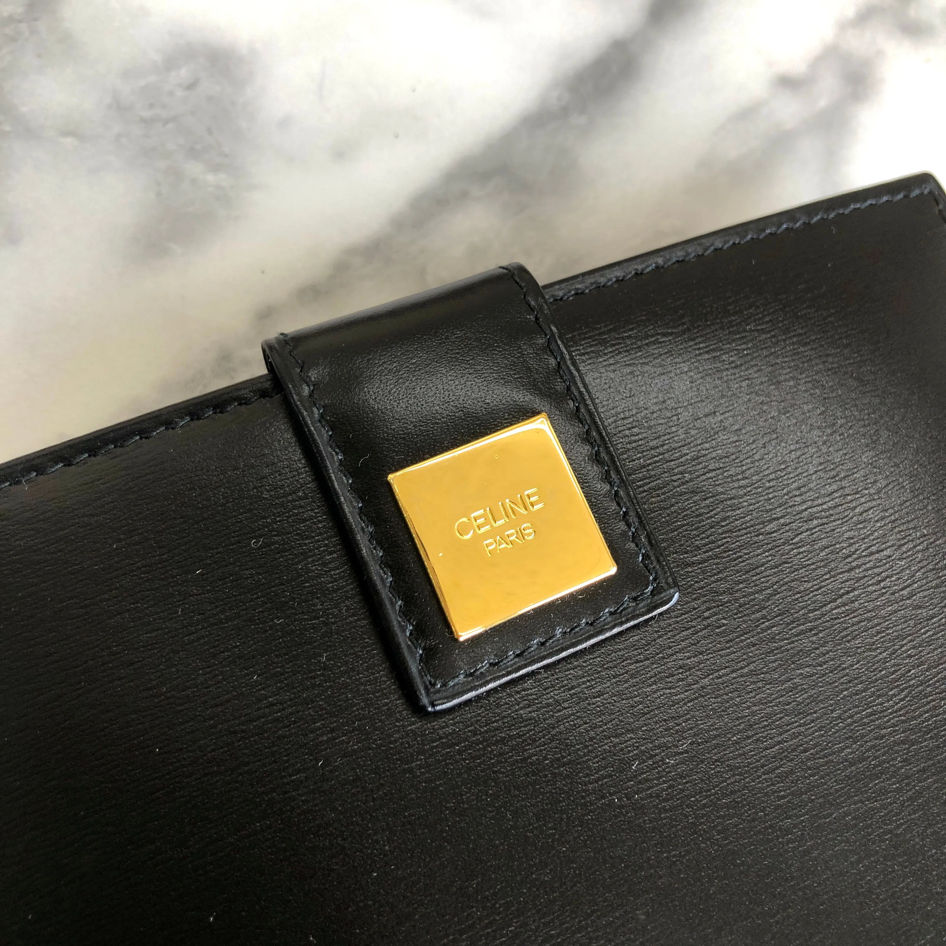 CELINE Logo Compact Wallet Black Accessory Vintage Old celine vxrc5h