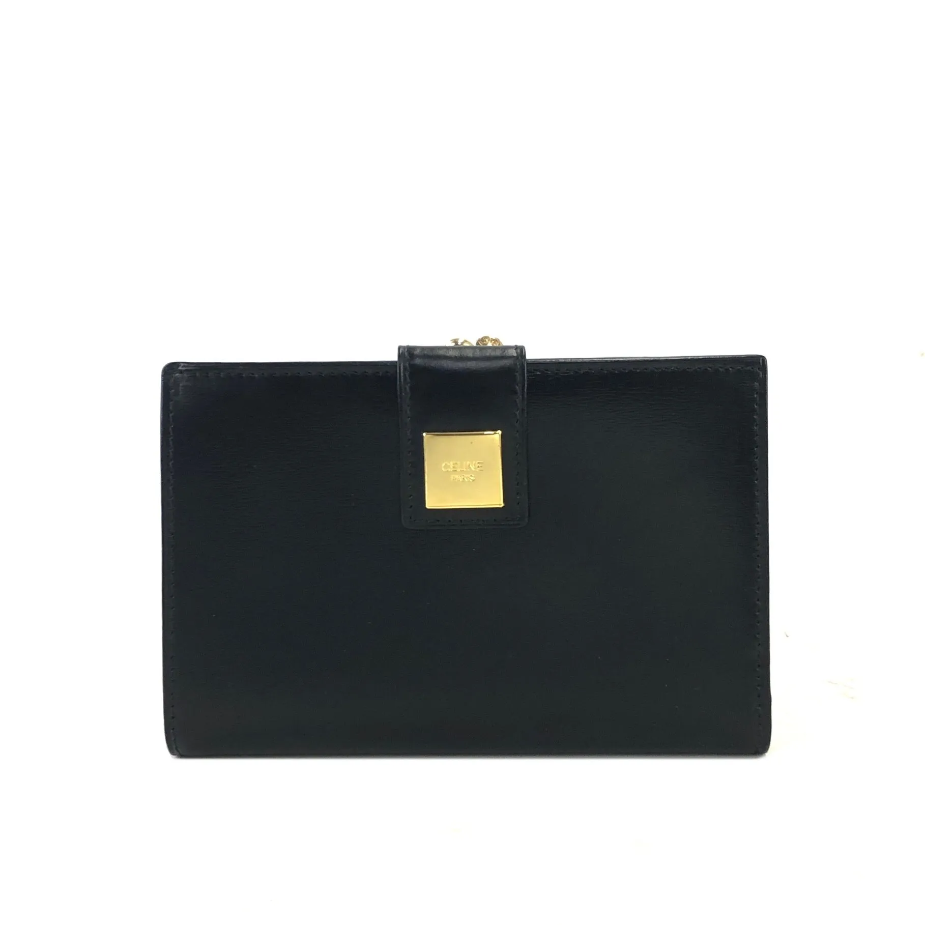 CELINE Logo Compact Wallet Black Accessory Vintage Old celine vxrc5h