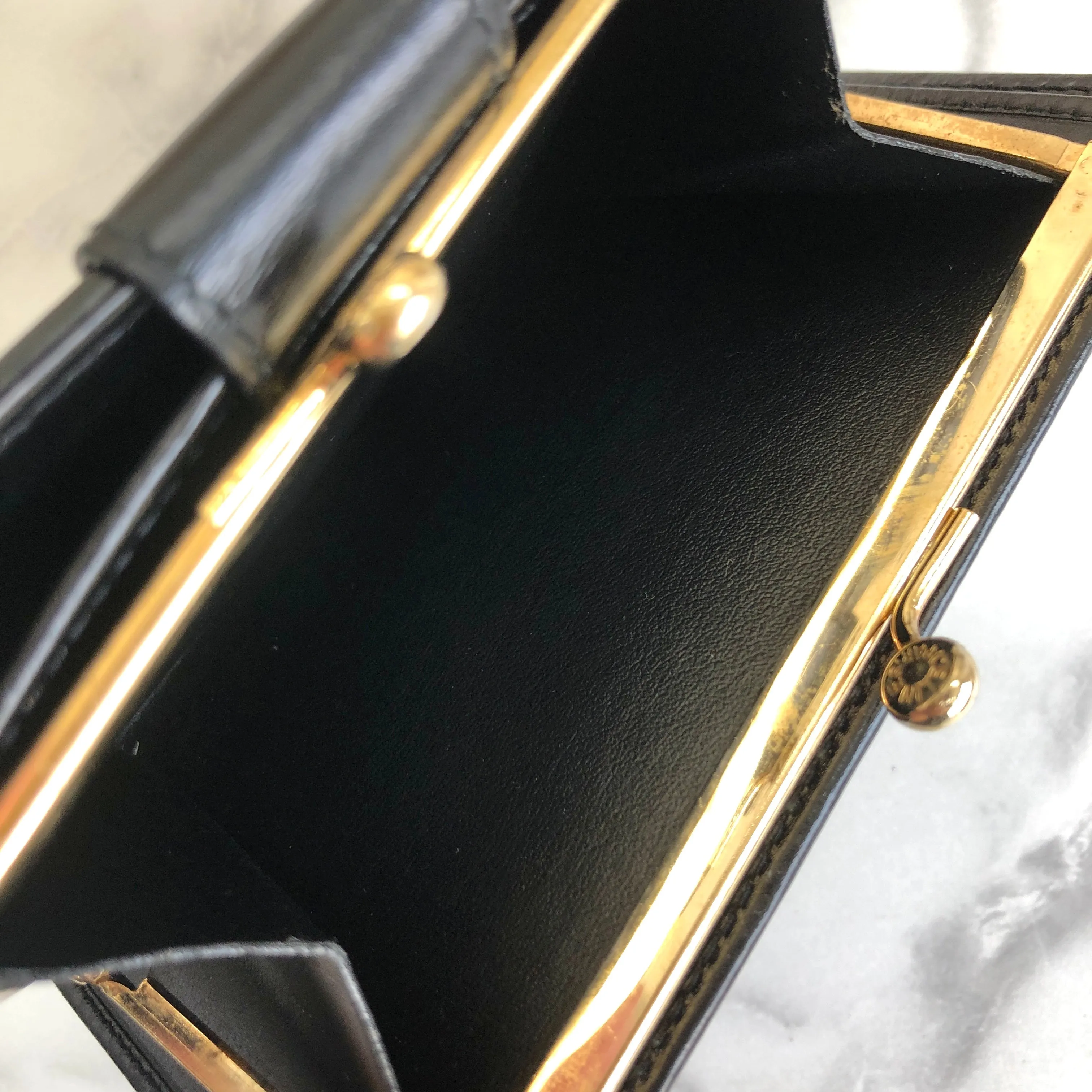CELINE Logo Compact Wallet Black Accessory Vintage Old celine vxrc5h