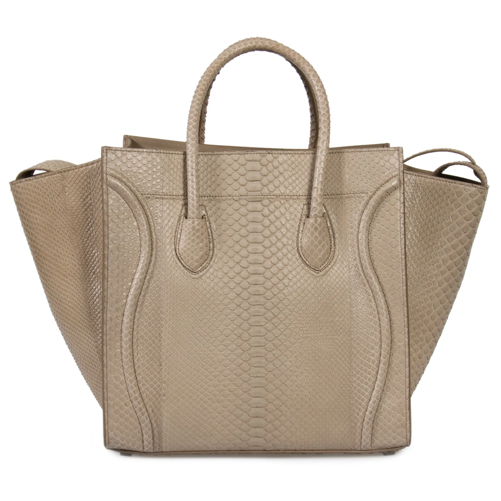 Celine Medium Luggage Phantom Bag In Taupe Python