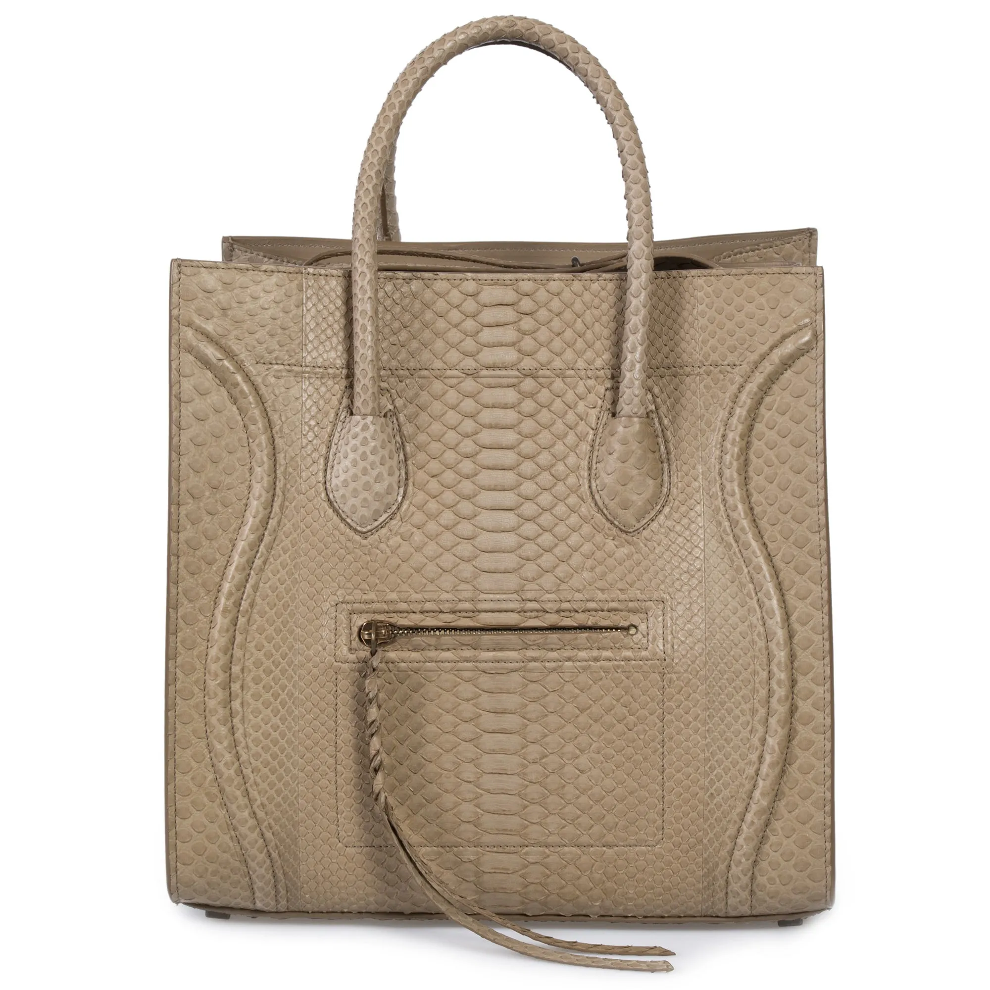 Celine Medium Luggage Phantom Bag In Taupe Python