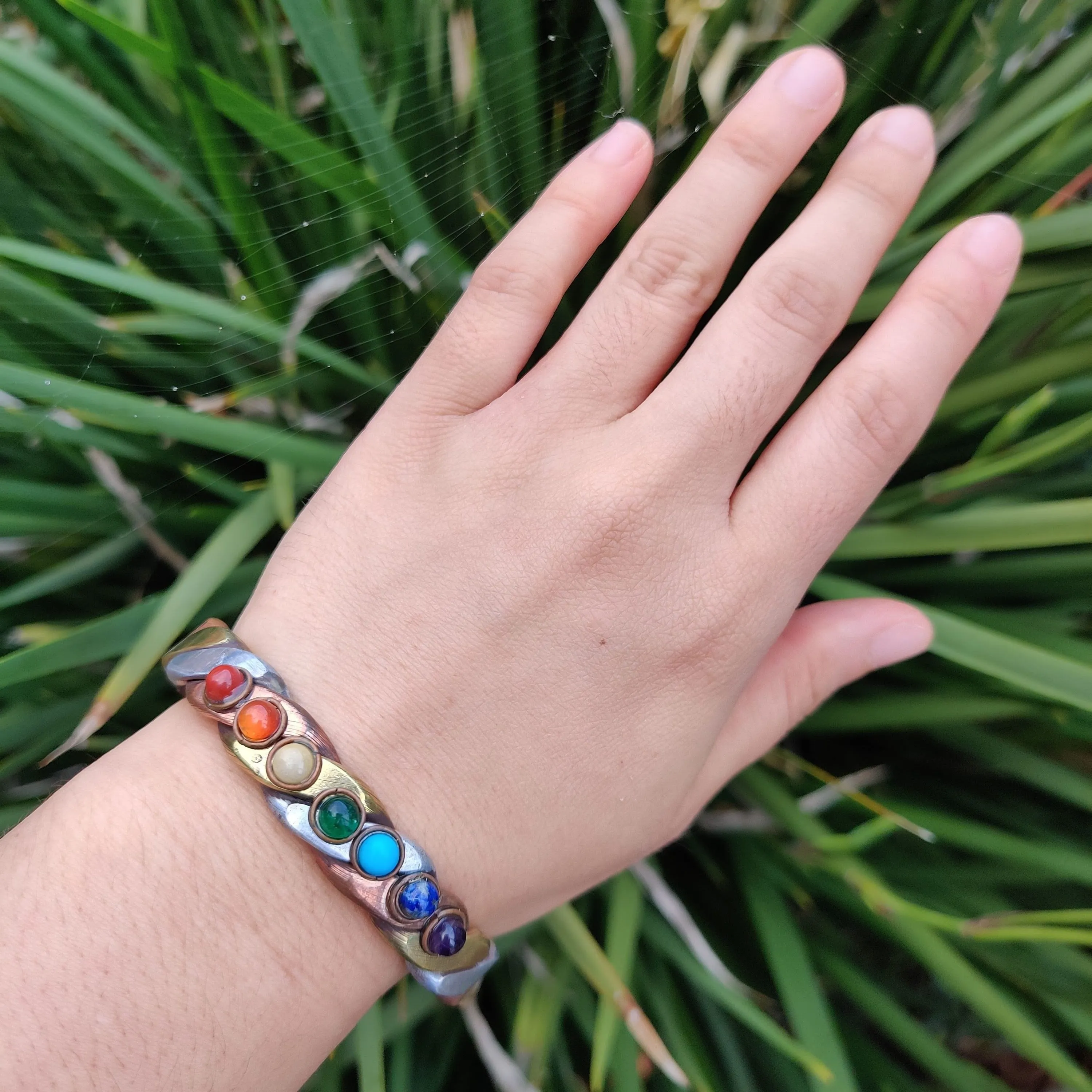 Chakra Copper Magnetic Bracelet - Multicolour