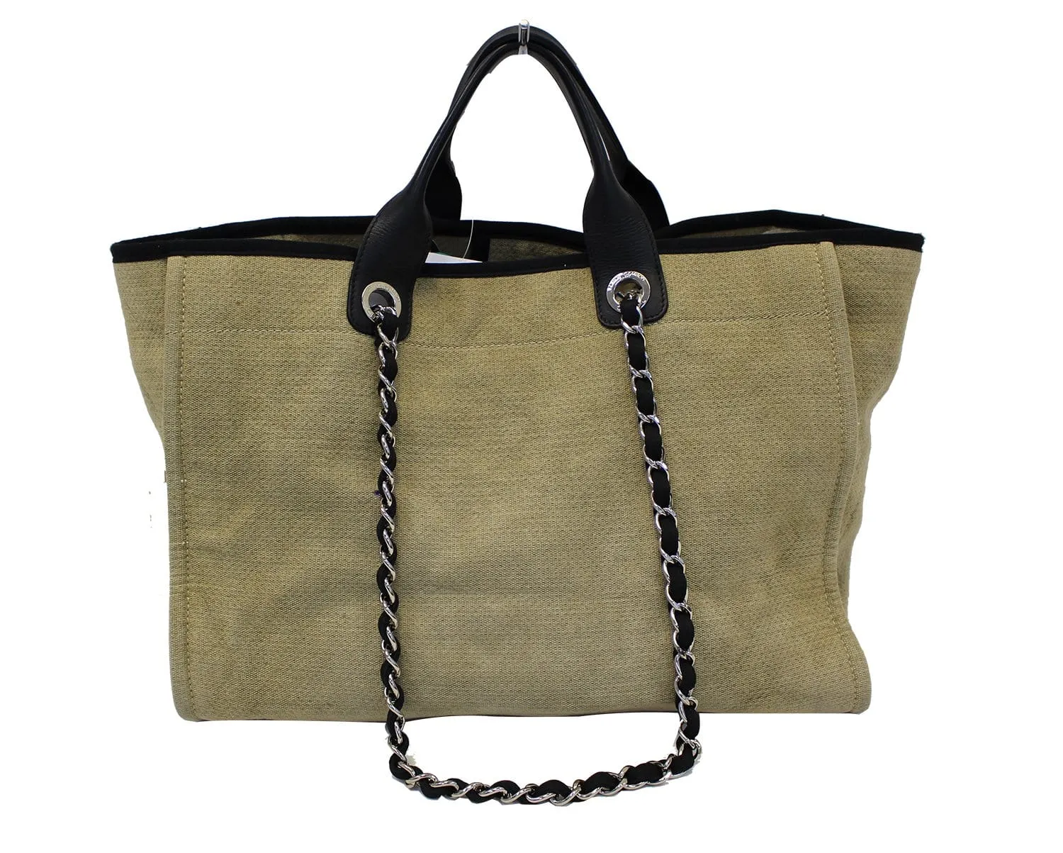 CHANEL Beige Denim Deauville Large Shopping Tote Bag