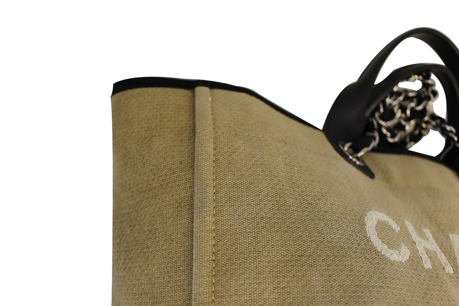CHANEL Beige Denim Deauville Large Shopping Tote Bag