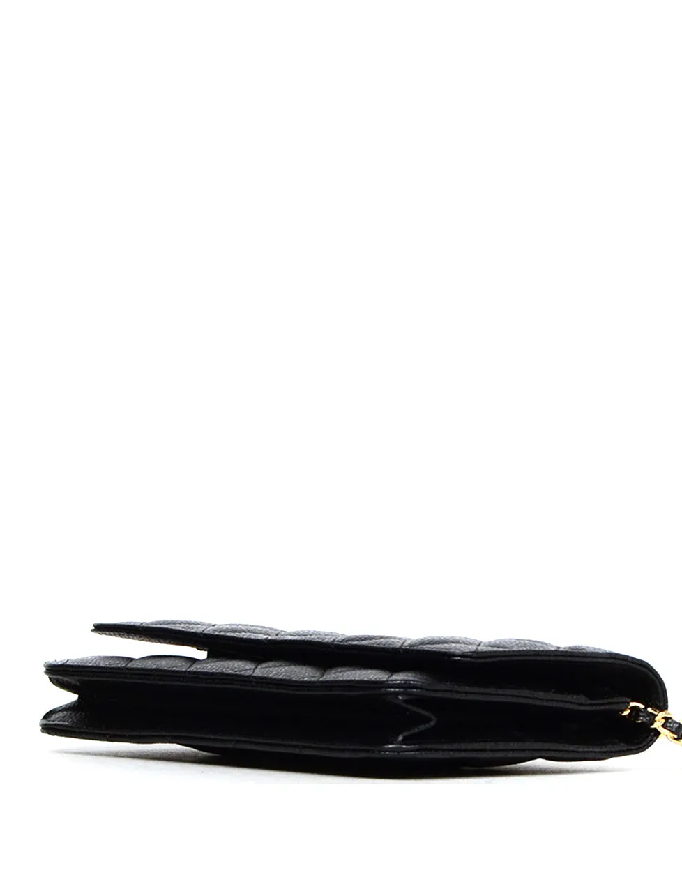 Chanel Black Caviar Leather Quilted Wallet On Chain WOC Crossbody Bag