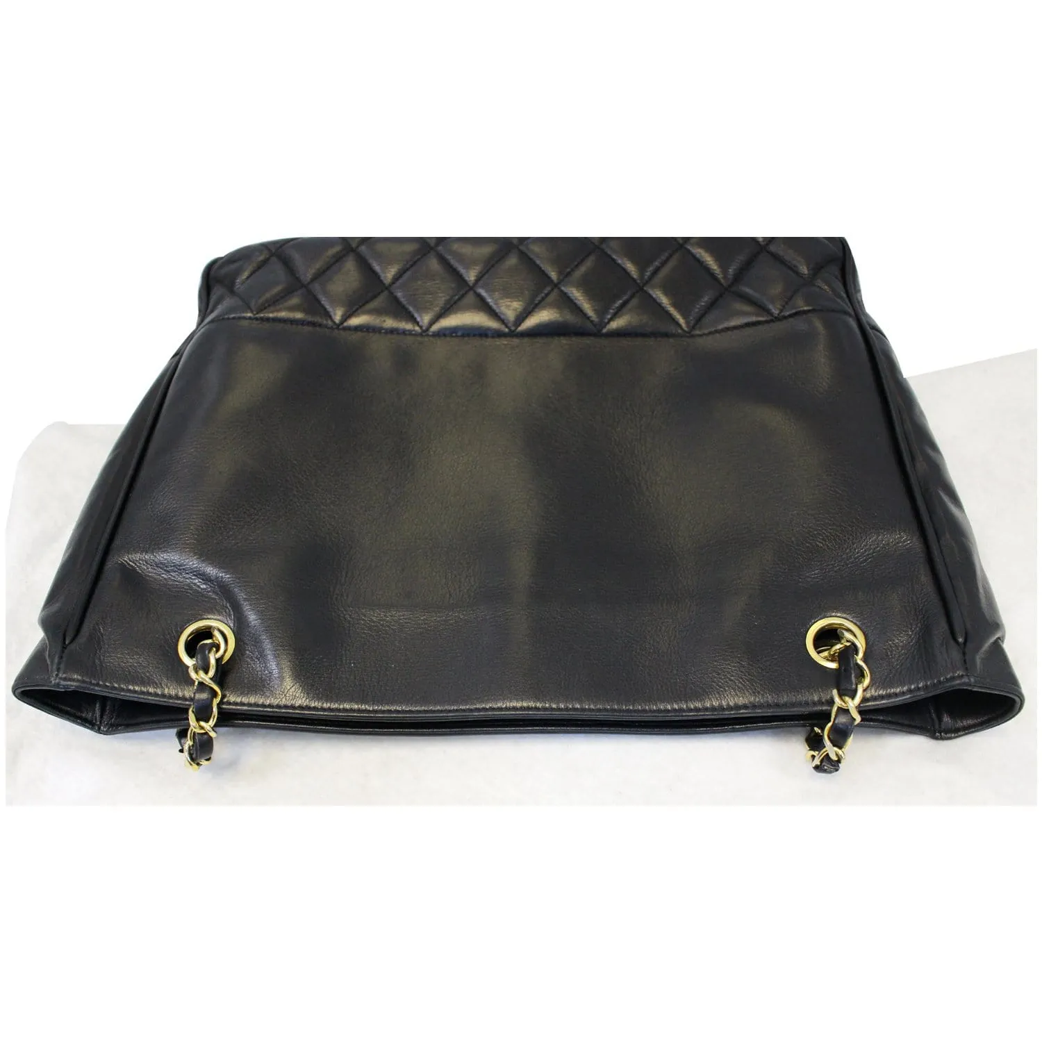 CHANEL Black Lambskin Tote Shoulder Bag Vintage