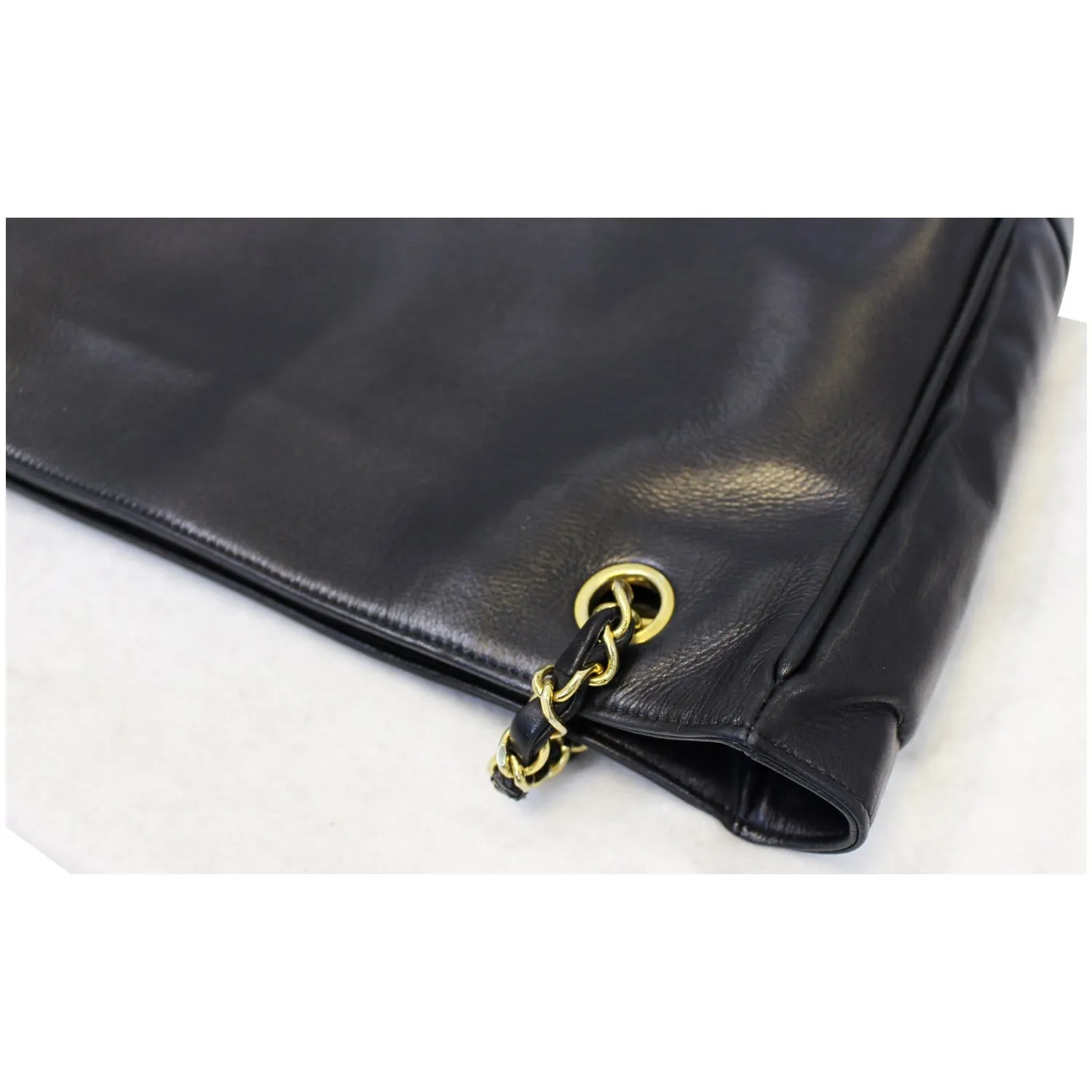 CHANEL Black Lambskin Tote Shoulder Bag Vintage