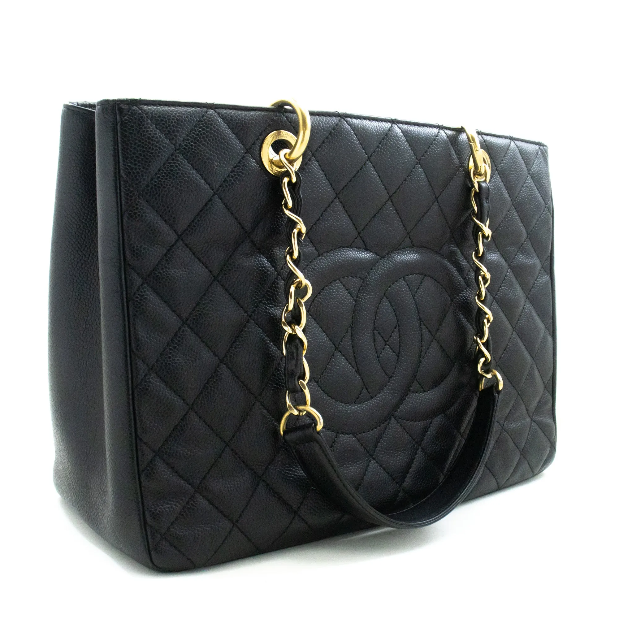 CHANEL Caviar GST 13" Grand Shopping Tote Chain Shoulder Bag Black n40