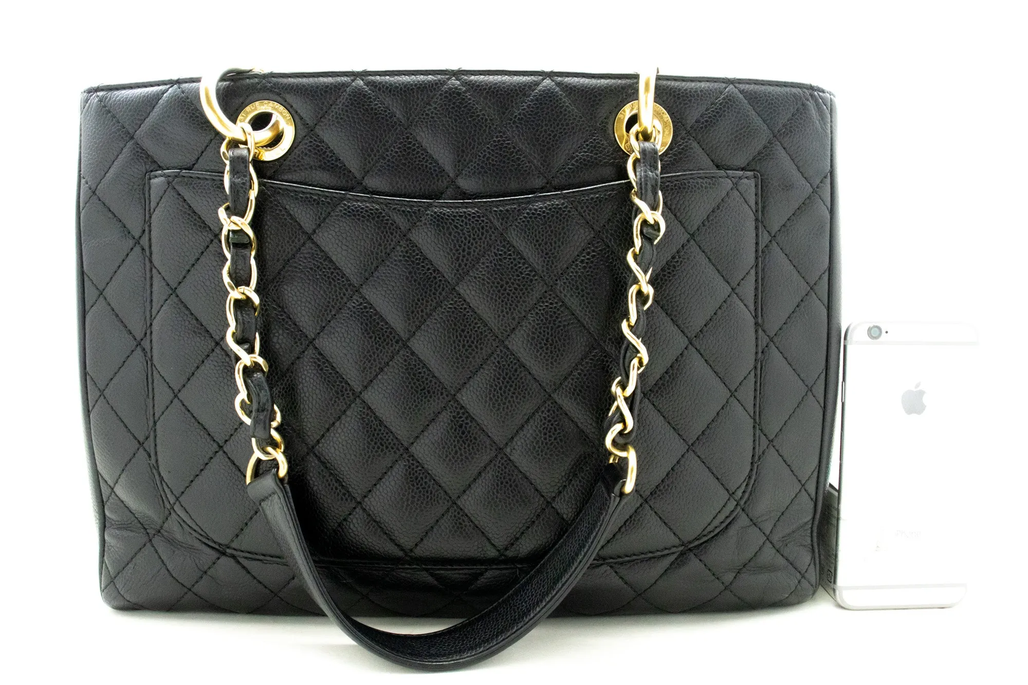 CHANEL Caviar GST 13" Grand Shopping Tote Chain Shoulder Bag Black n40