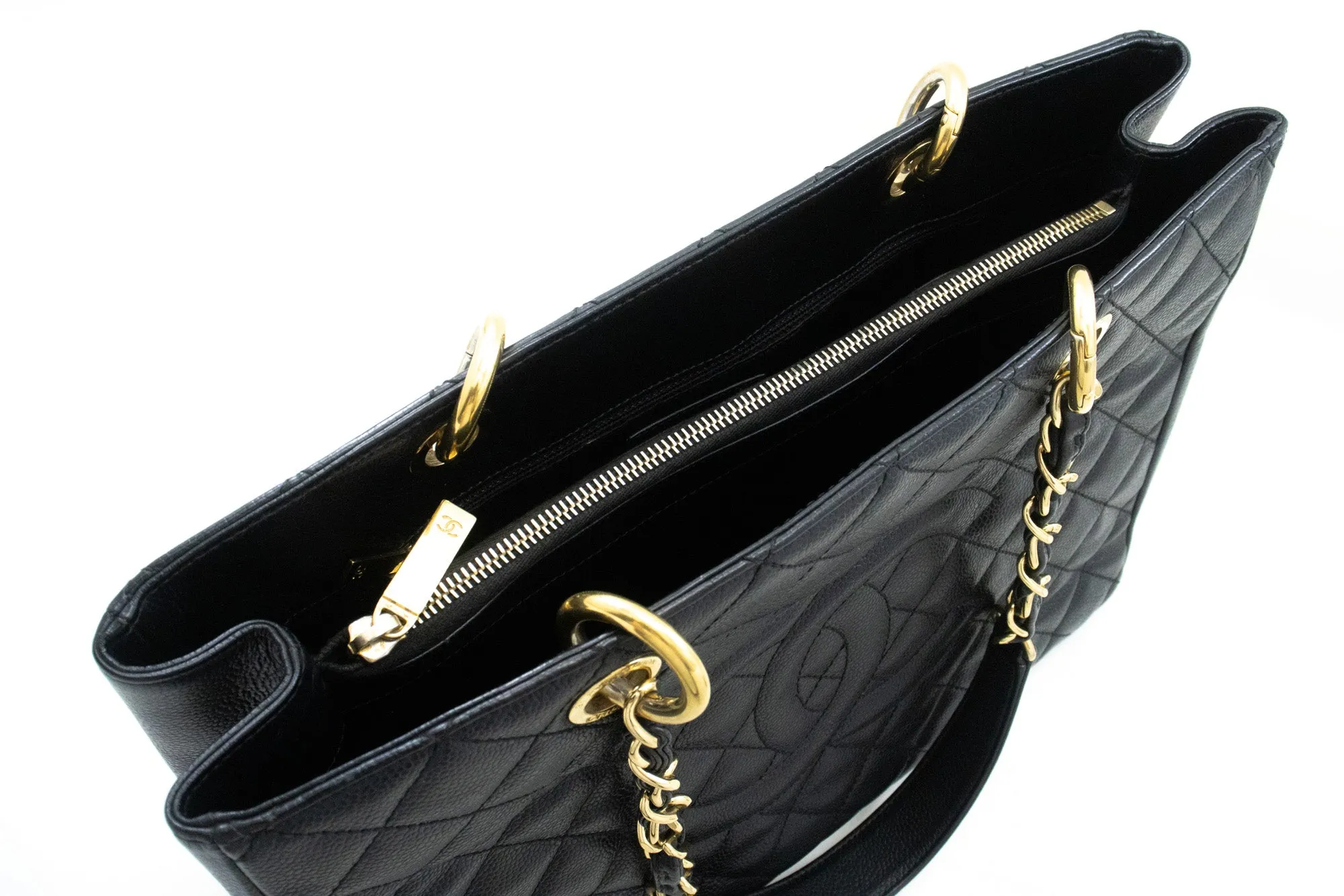CHANEL Caviar GST 13" Grand Shopping Tote Chain Shoulder Bag Black n40
